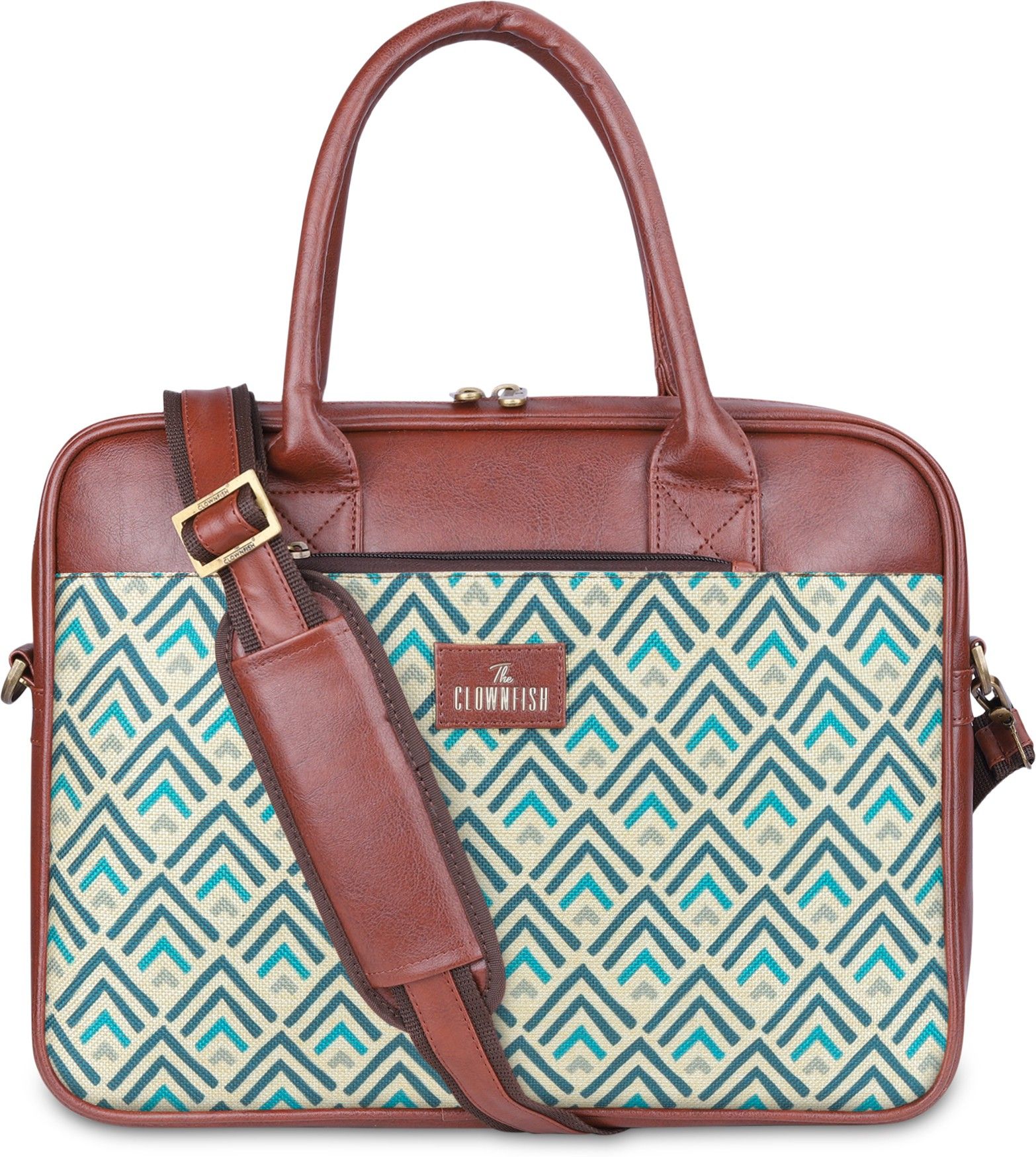 the clownfish Deborah 15.6 inch Laptop Bag For Women Printed Handicraft Fabric (White) Messenger Bag-picture-12