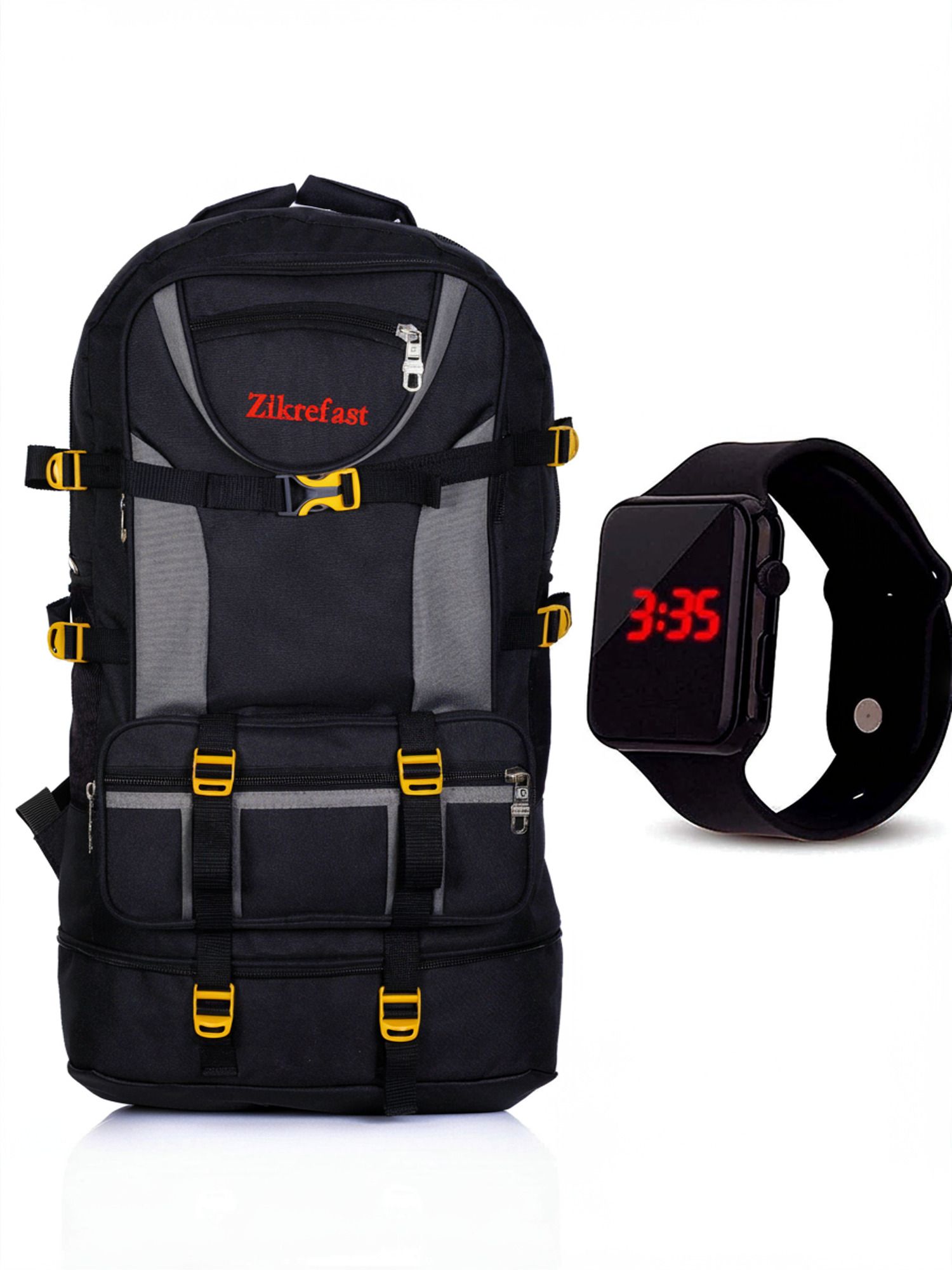 zikrefast Stylish tuff Quality trekking rucksack bag & ( 1 ) Stylish Led Watch Waterproof Backpack-picture-14