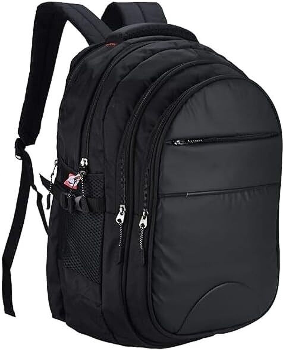 Black Laptop Backpack with Five Zipper Compartments, Large Capacity Waterproof Backpack-image-1