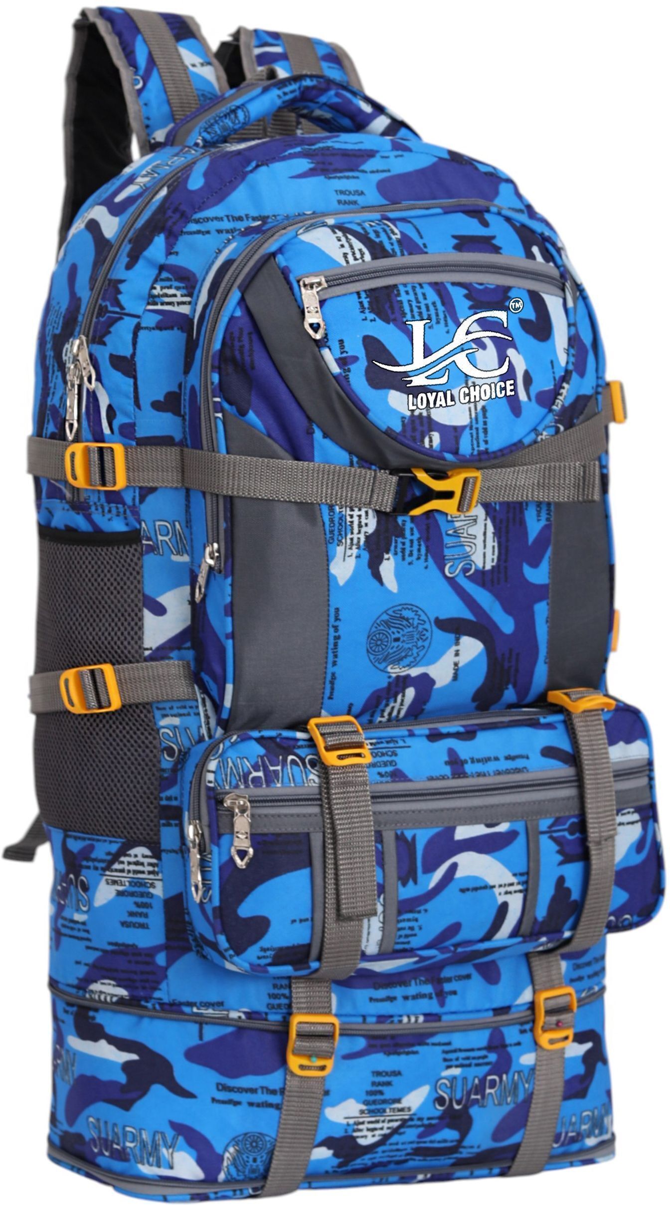 loyal choice Military Print Backpack Hiking Bag Trekking Bag for Men&Women Rucksack 65L(Blue) Rucksack - 65 L-picture-46