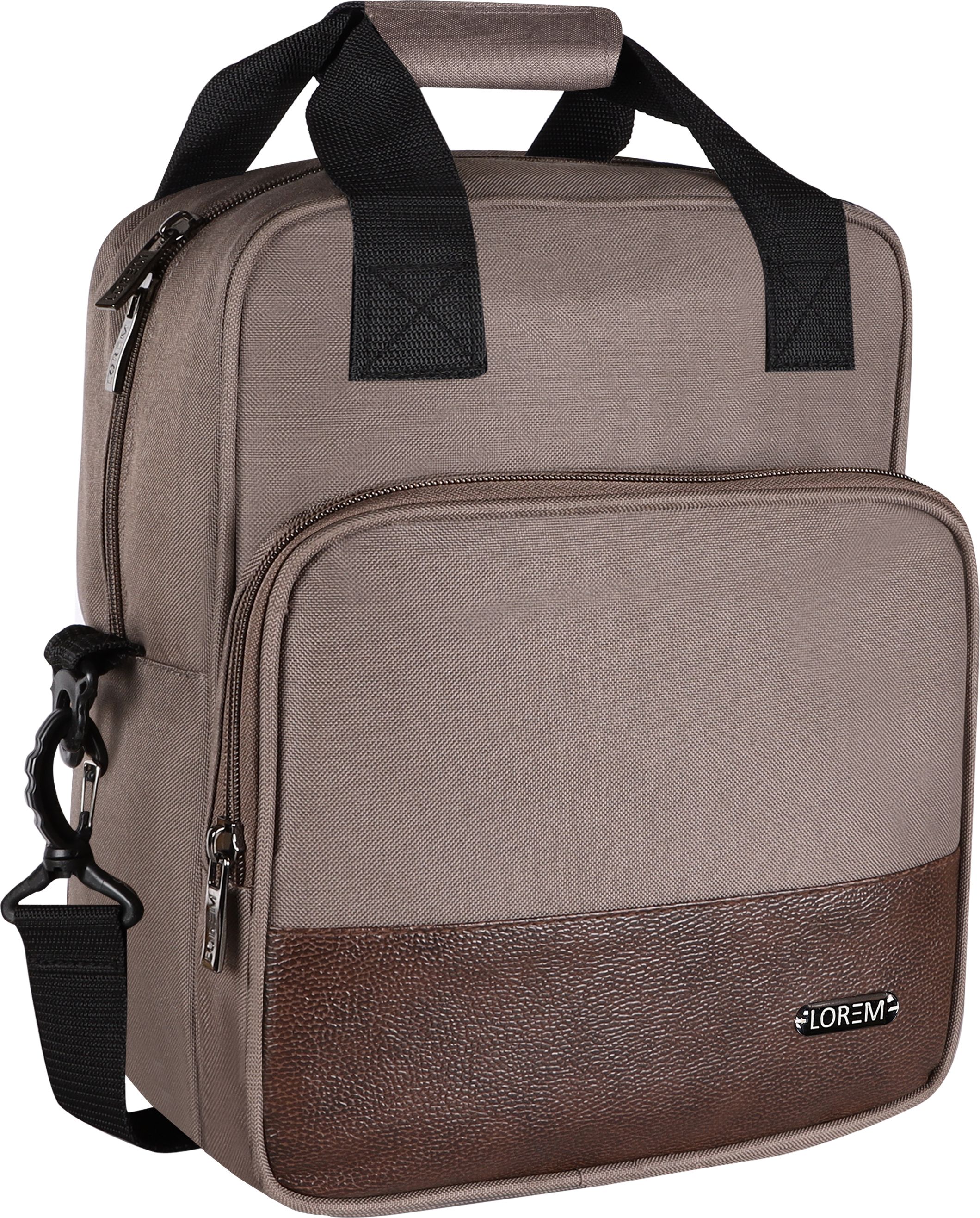 Milk Grey-Chocolate Faux Leather & PVC with Detachable strap Tiffin bag TB18 Lunch Bag-image-8