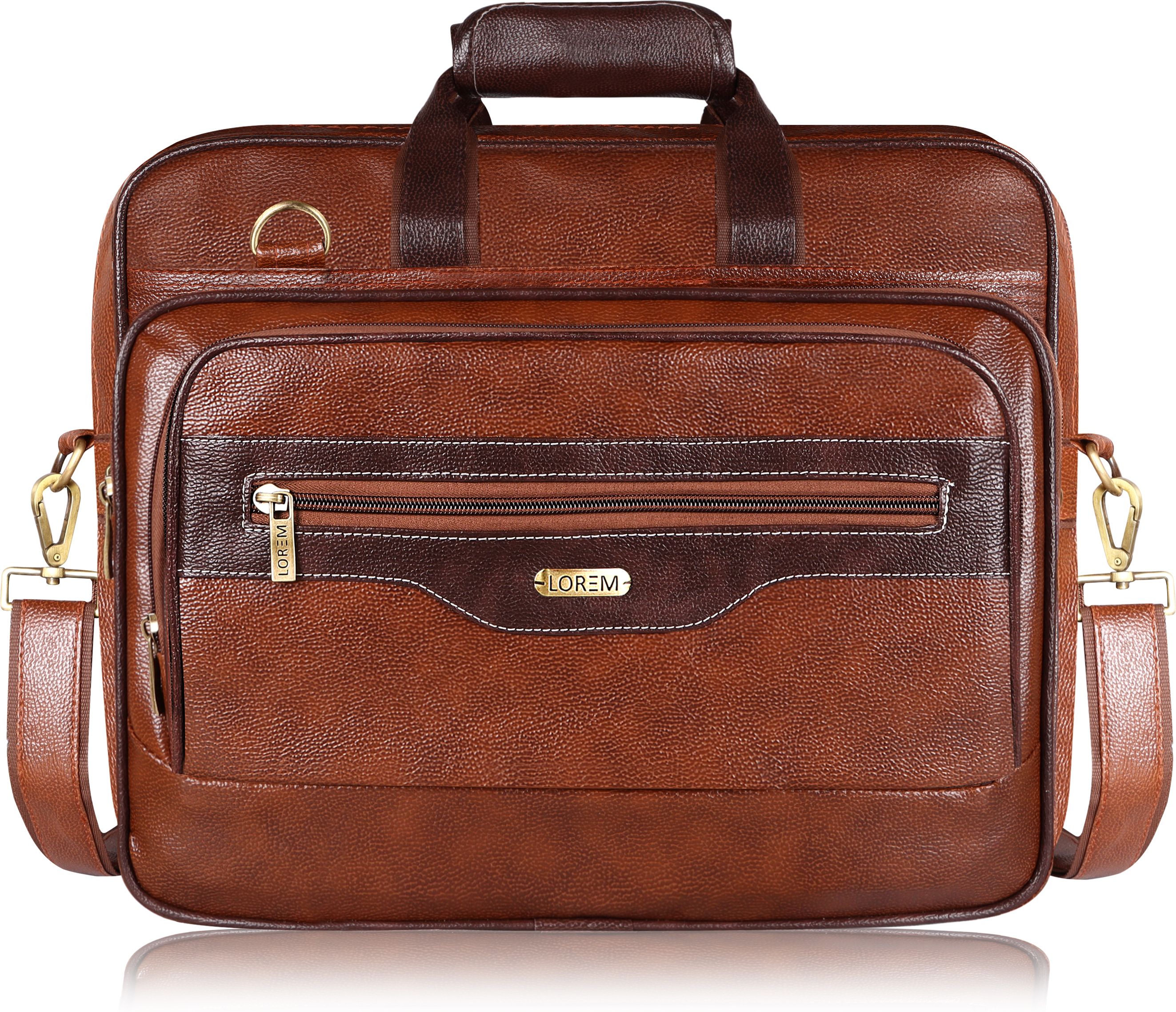 aaurubis enterprise Tan & Brown Color Faux Leather 28L Messenger Bag For Men BG103 Waterproof Messenger Bag-picture-16