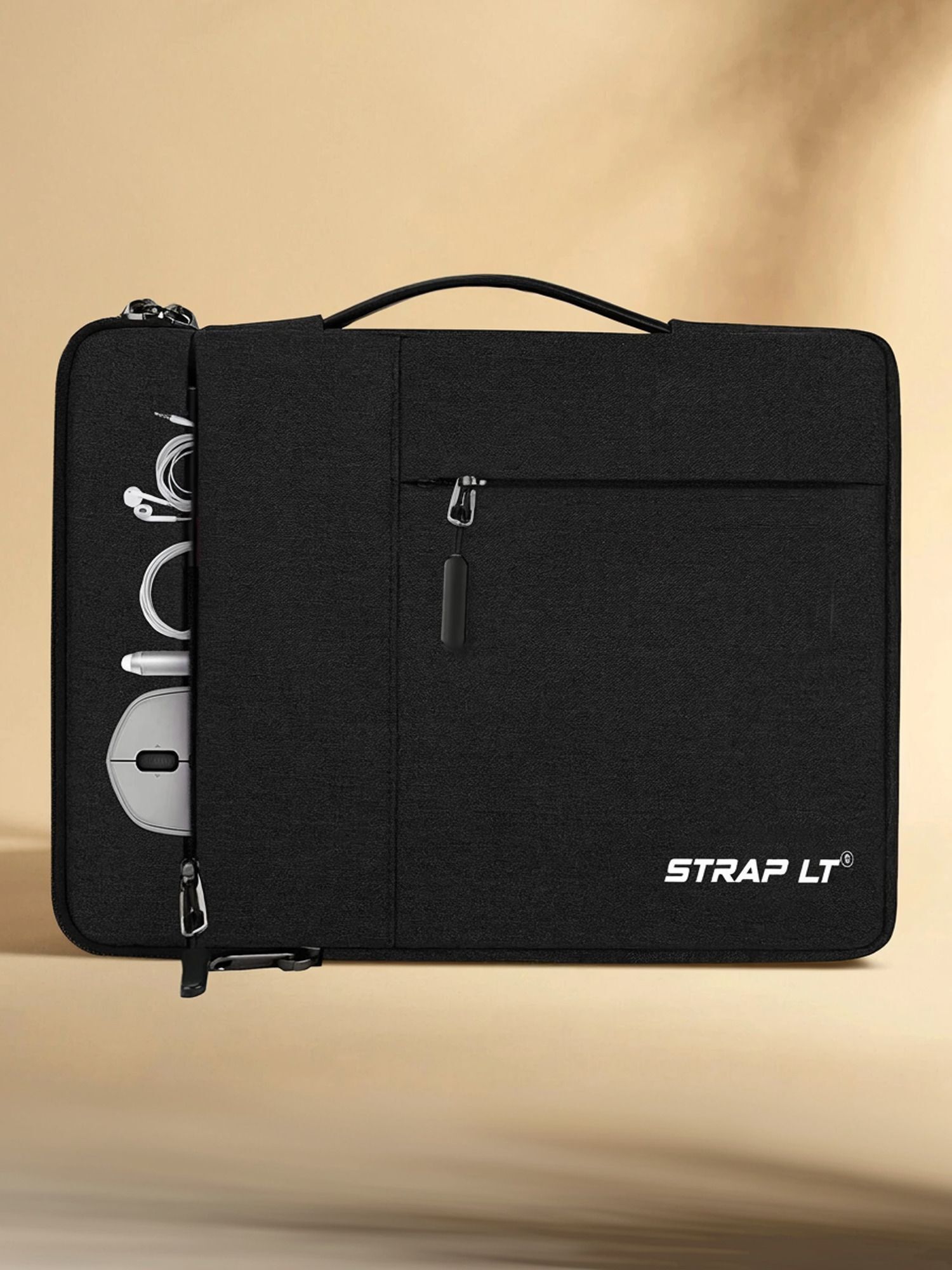 straplt 13.5-14 Inch Laptop Sleeve Bag Case Cover With Smart Handle Portable Bag, Black Waterproof Laptop Sleeve/Cover-picture-10