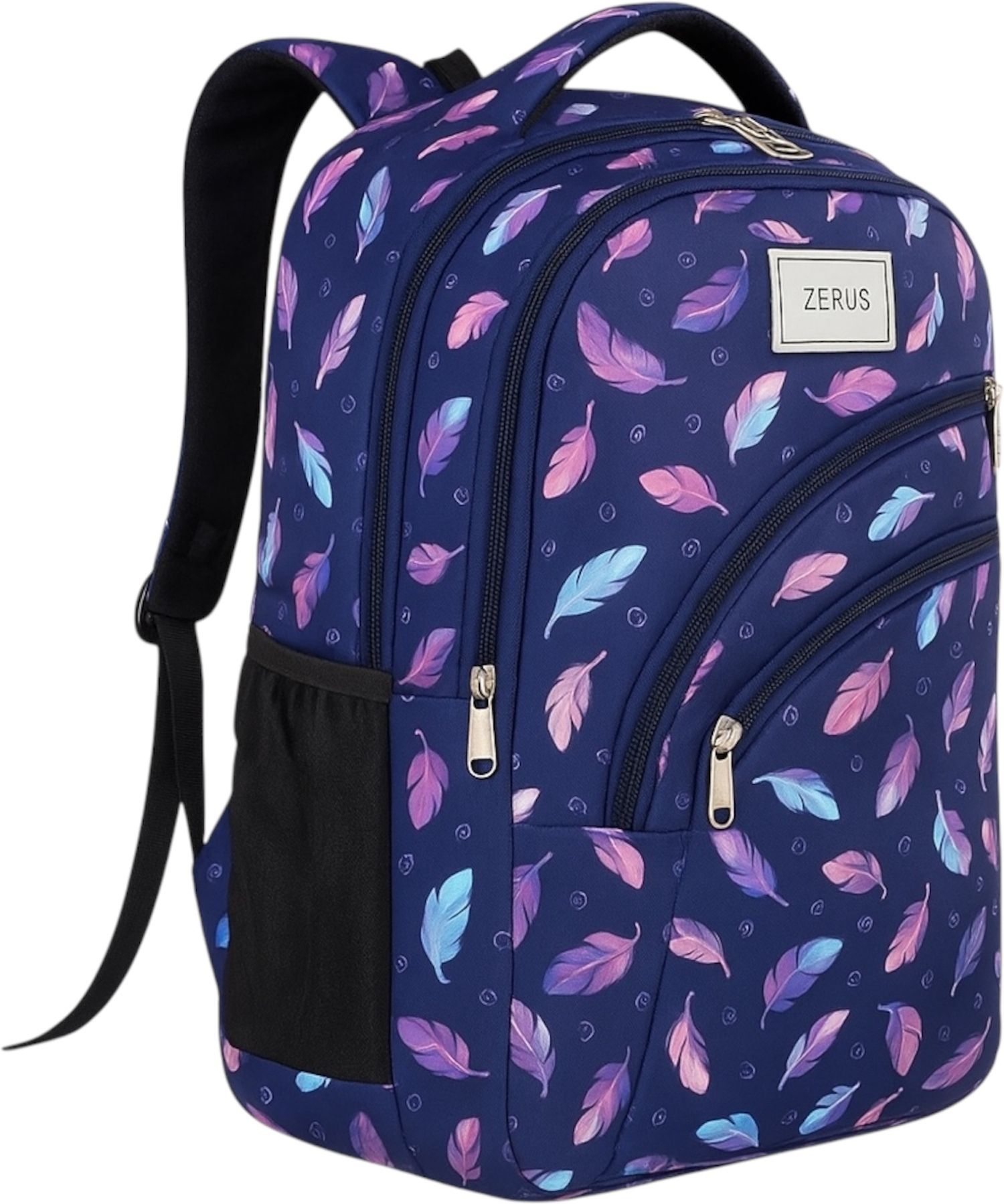 Stylish Feather Print Bag for Girls School College Office & Travel Daily Use Waterproof Backpack-image-47