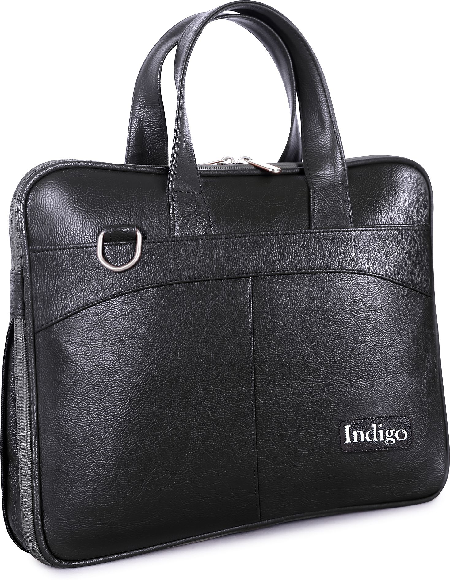 Cognac-Toned Faux Leather Laptop Messenger Shoulder Bag With Organizer | Black Waterproof Messenger Bag-image-37