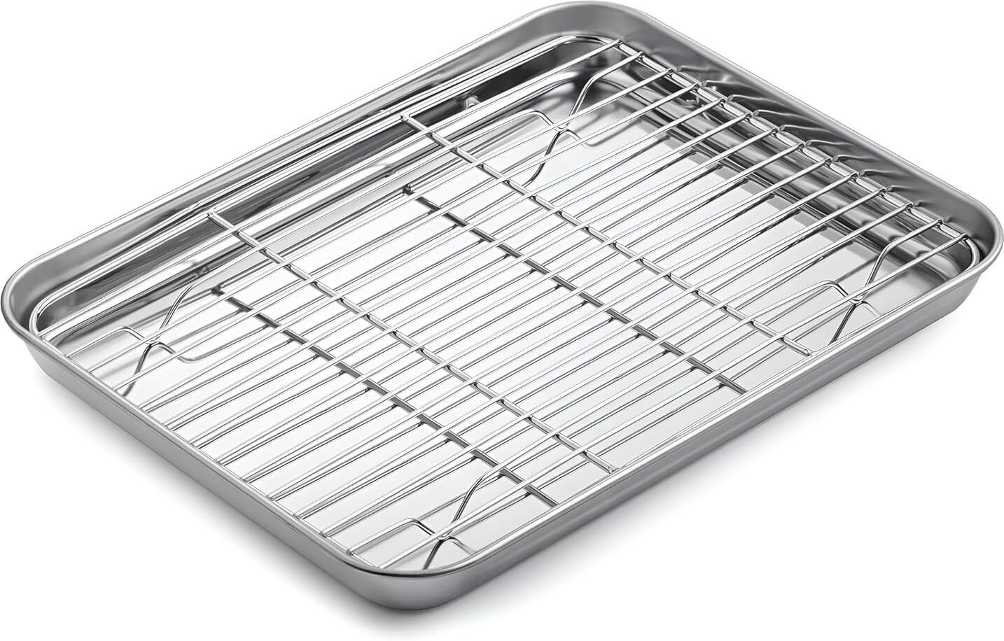 Stainless Steel Baking Tray with Cooling Rack Oven Roasting Drip Pan Set 0 Slice Toast Rack-image-41