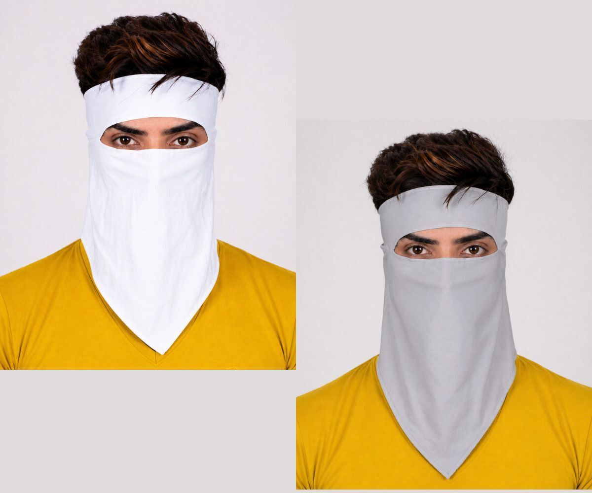 White, Grey Bike Face Mask for Men & Women-image-13