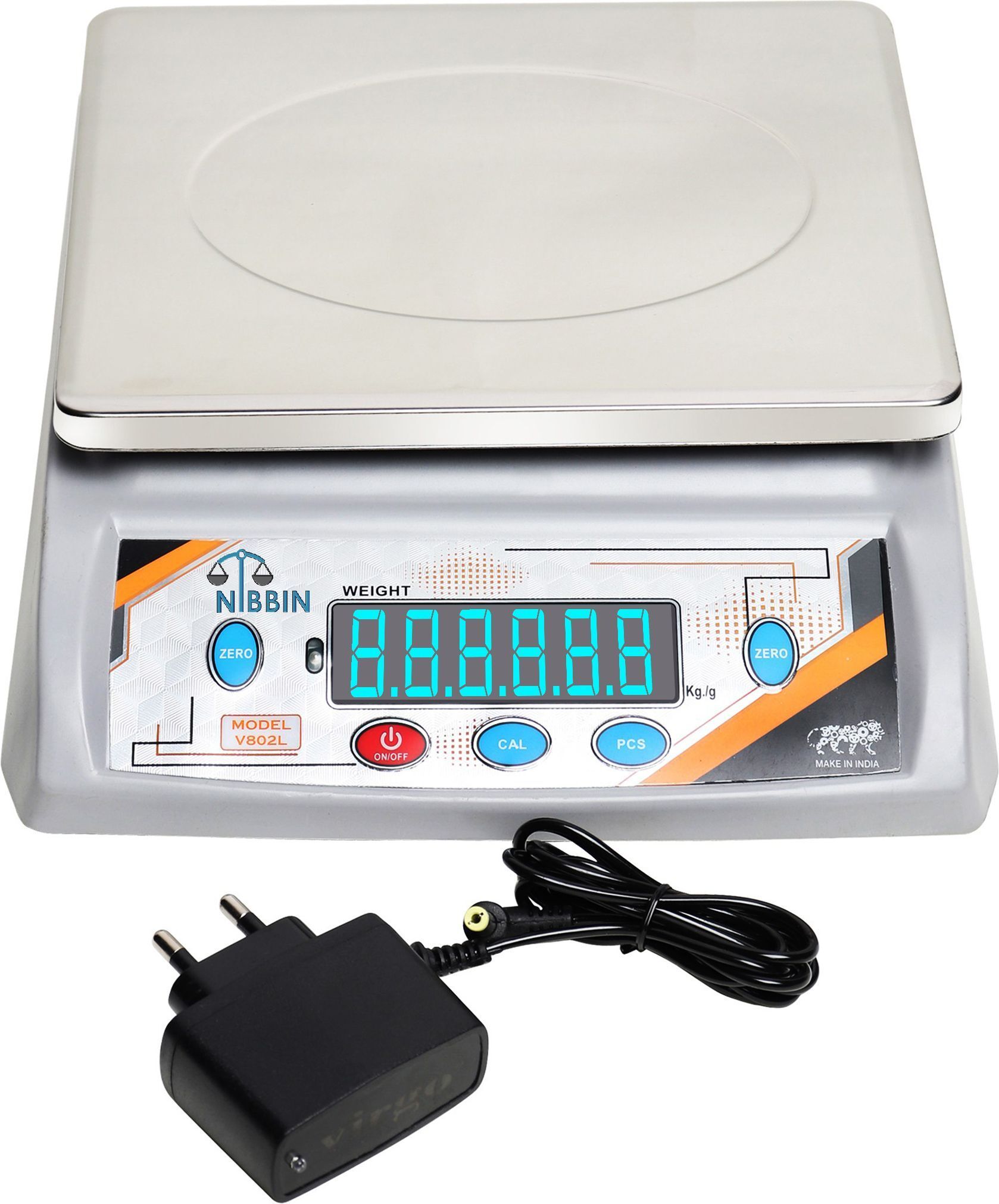 nibbin 30Kg Counter Rechargeable Weight Machine with Stainless Steel Top for Shop, Home Balance Scale-picture-23