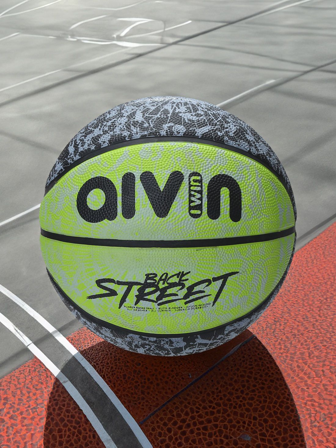 aivin Back Street Basketball, Rubber Mould, All Surface, 8 Panel, (Green/Black) Size7 Basketball - Size: 7-picture-28