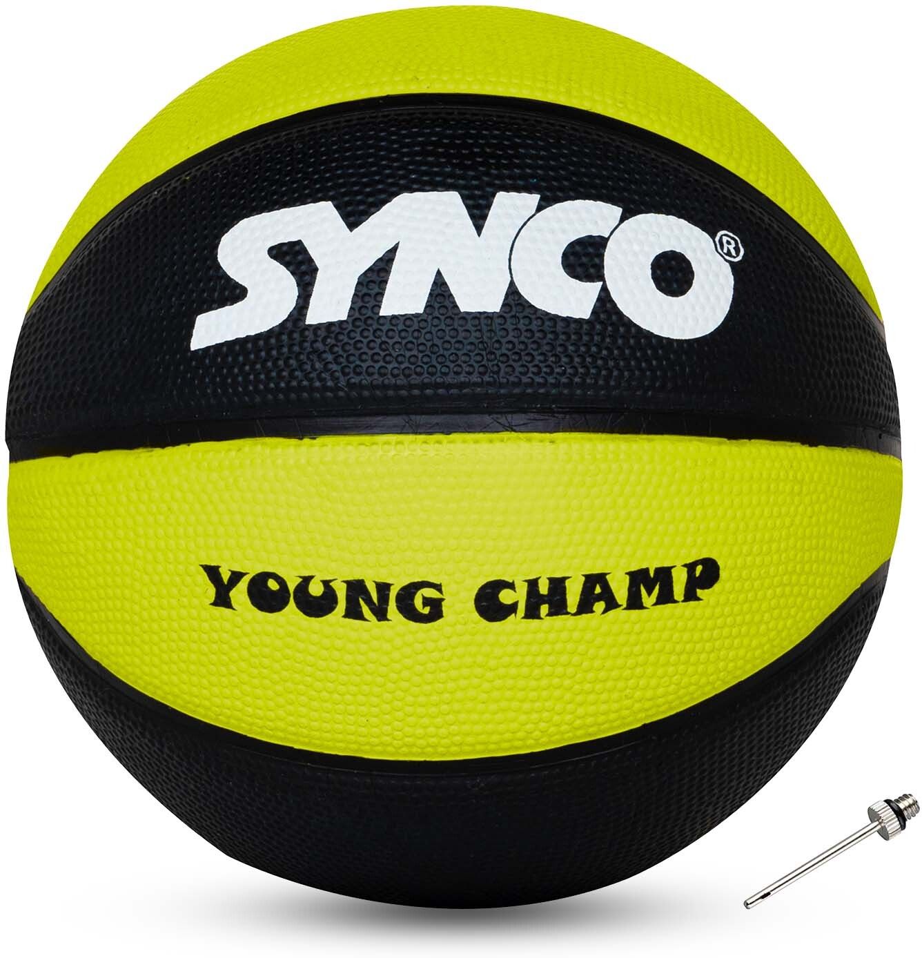 synco Young Champ Series | for Kids age 4-8 years | Soft Rubberised | Green Black Basketball - Size: 3-picture-20