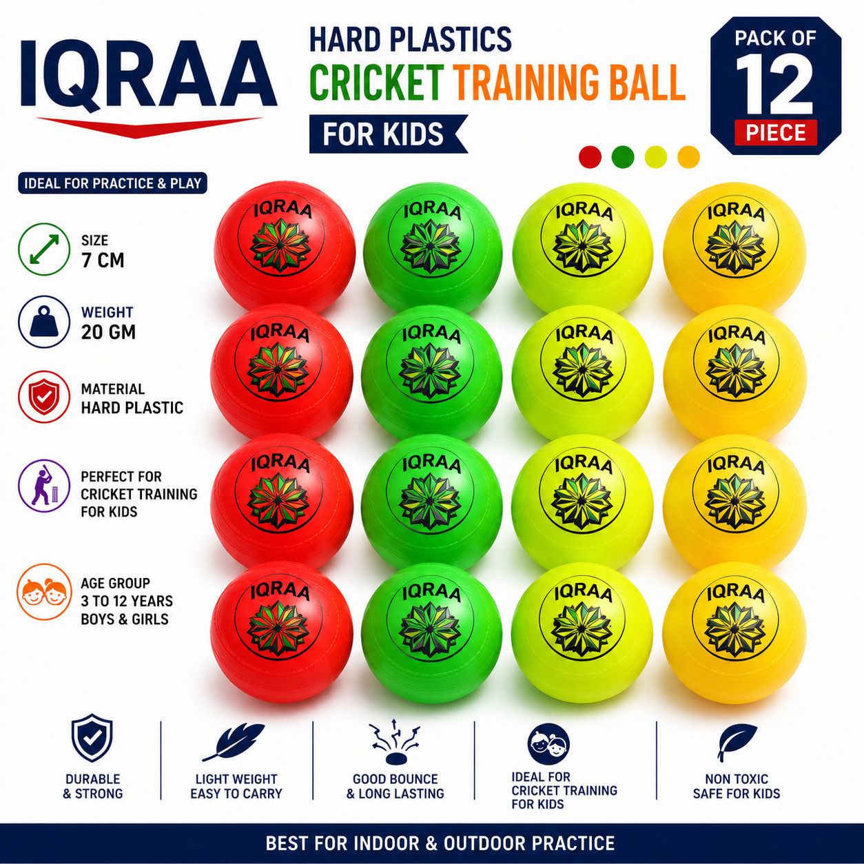20 gm plastics Cricket boll outdor indor playing games 4 to 12 years Kids Bolls Water Polo Ball-image-14