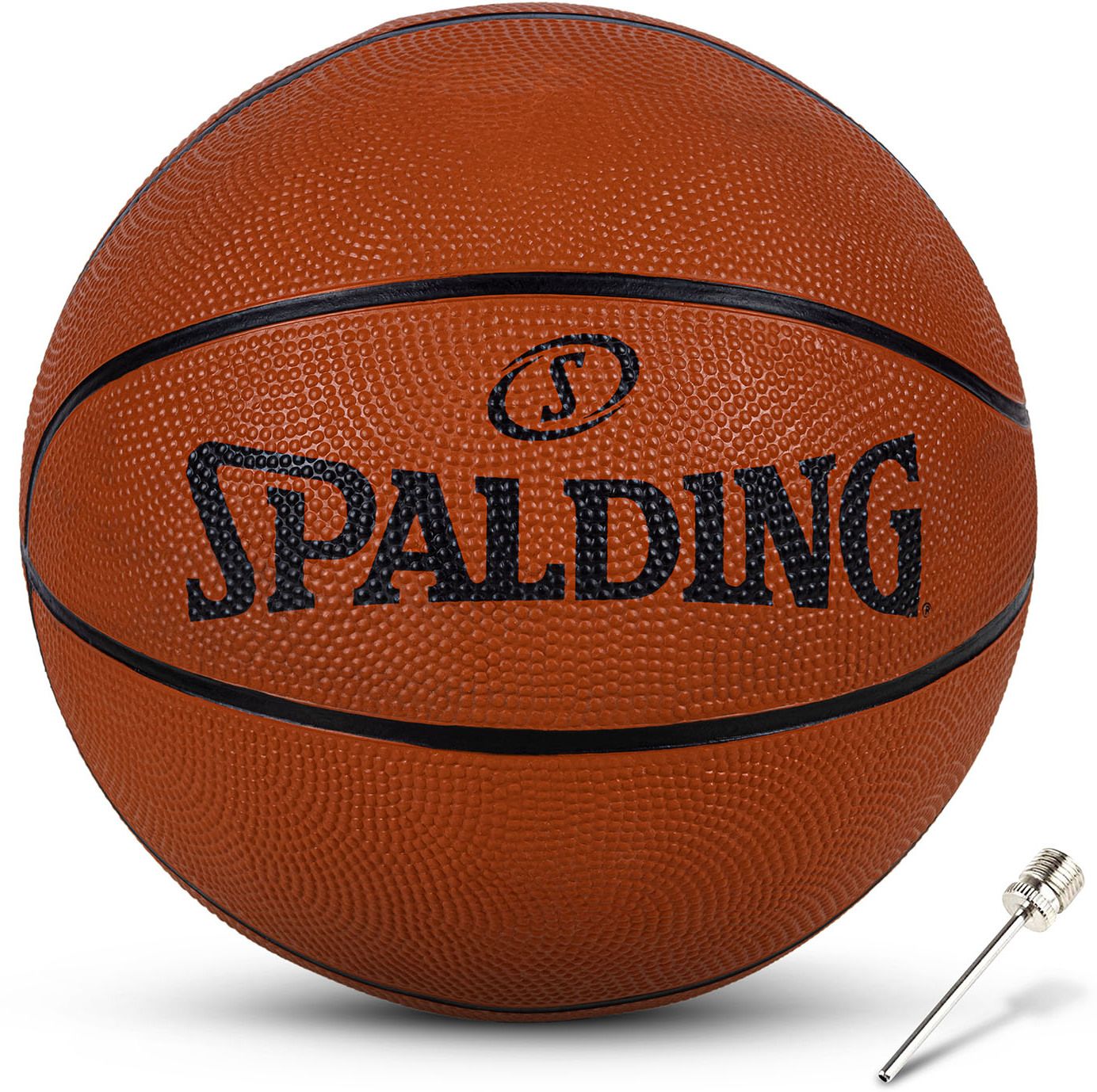 spalding Logo 29.5" Rubber Moulded Indoor/ Outdoor Basketball + Air Pin Basketball - Size: 7-picture-33