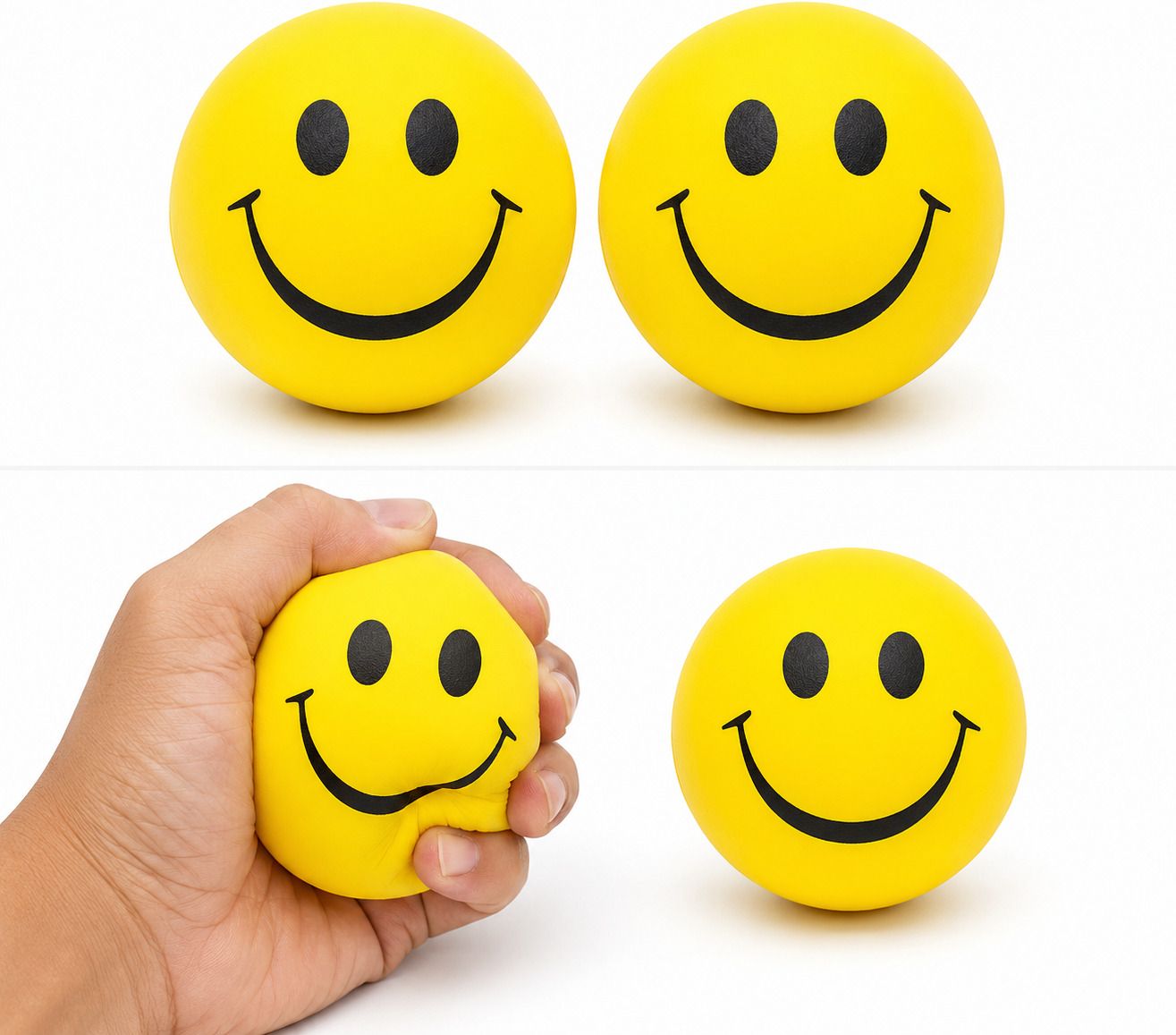 Smiley Balls Pack of 2 | Soft Squeeze Foam Balls for Stress Relief, Focus & Fun Throw Ball - Size: 5-image-7