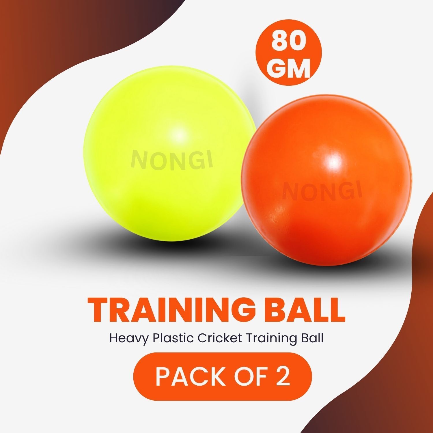 nongi Heavy Plastic Ball Non Toxic (Pack of 2 | 80gm Per Ball) Plastic Cricket Ball Cricket Training Ball-picture-11