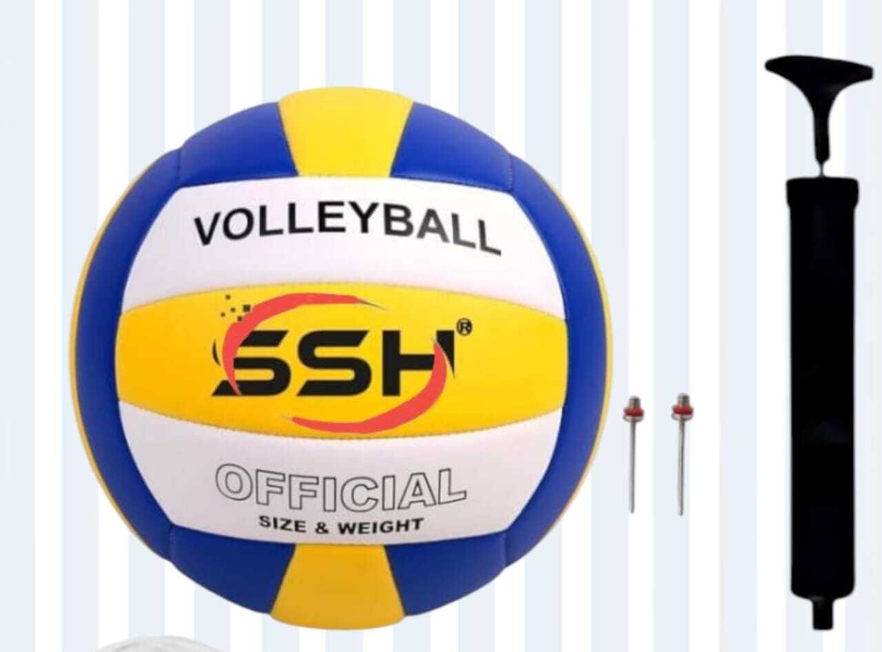 Soft Hand Stiched SSH 18 Pannel Volleyball With Volleyball Pump Volleyball - Size: 4