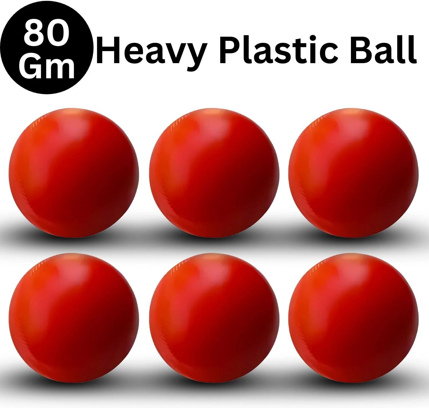 nongi Heavy Plastic Ball Red Non Toxic (Pack of 6 | 80gm Per Ball) Cricket Training Ball-picture-16