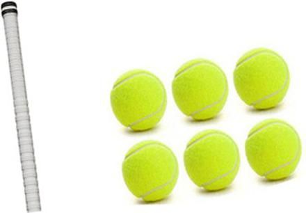 cricket tennis ball 6 pieces + 1 bat grip Tennis Ball-image-13