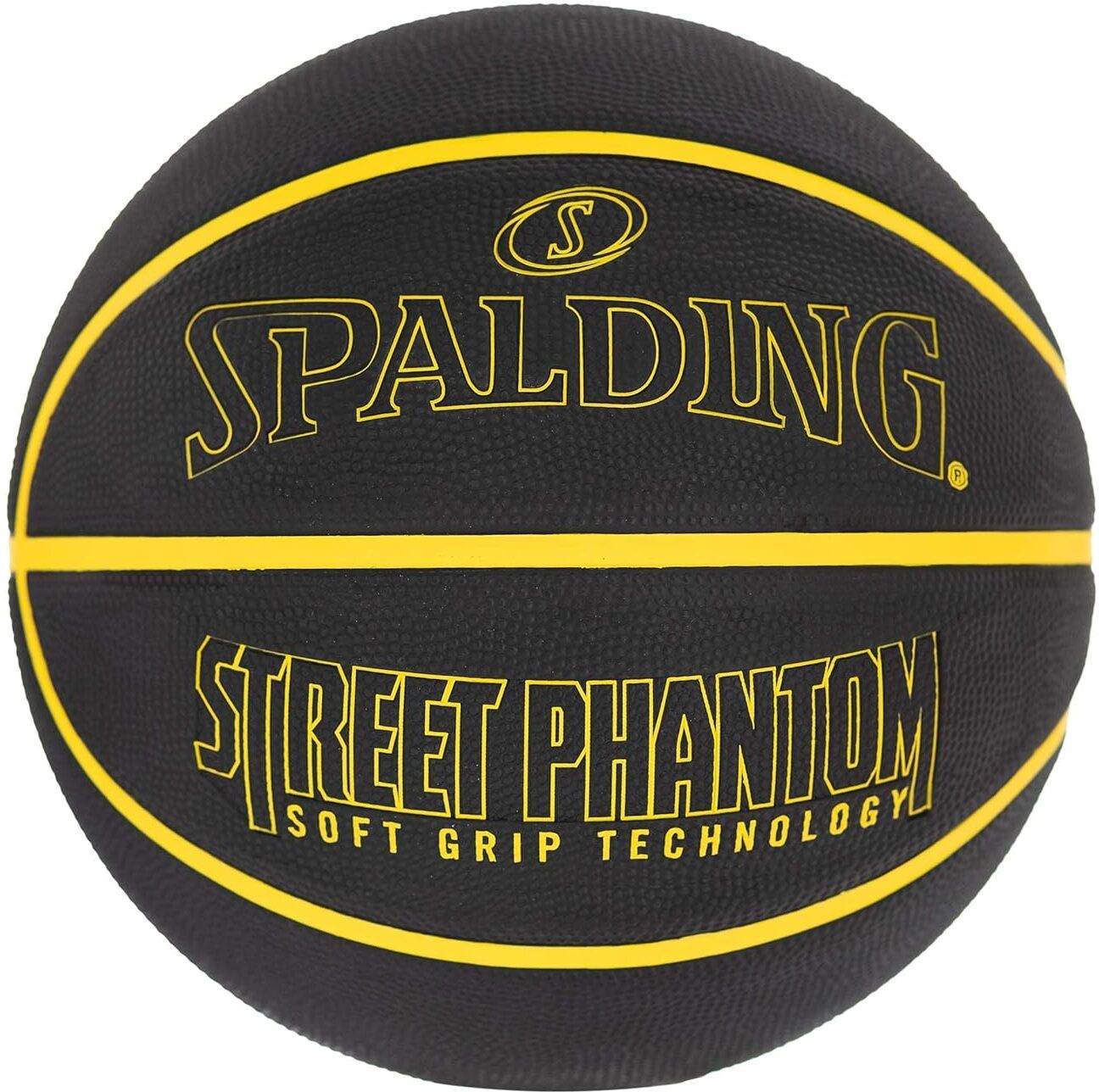 Black and Neon Yellow Street Phantom Outdoor Basketball, Size 7, 29.5 inch Basketball - Size: 7-image-1