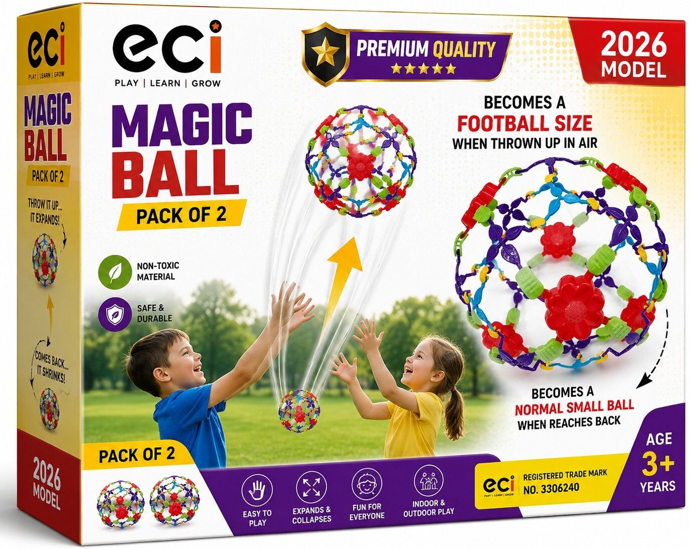 eci Premium Quality 2026 Model Pack of 2 Magic Expandable Ball Football - Size: 5-picture-10