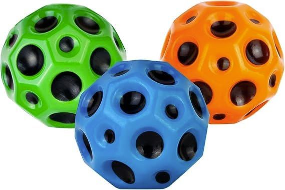 Moon Ball Pack of 3 – Bouncy Balls for Kids (Blue, Orange, Green) Handball