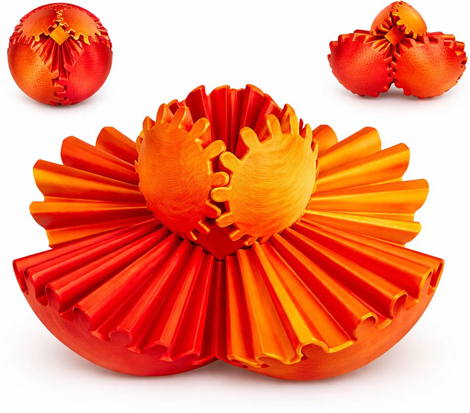 Gear Ball 3D Printed Fidget Toy Spinning Gear Sphere for Stress Relief Handball