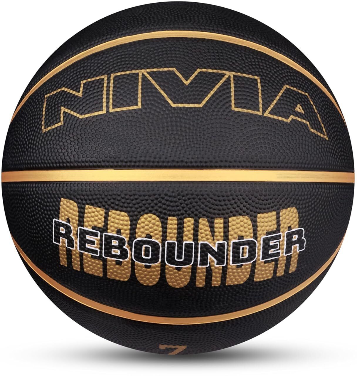 nivia Rebounder, 8 Panels, Butyl Bladder, For All Indoor & Outdoor Surfaces Black Gold Basketball - Size: 7-picture-33