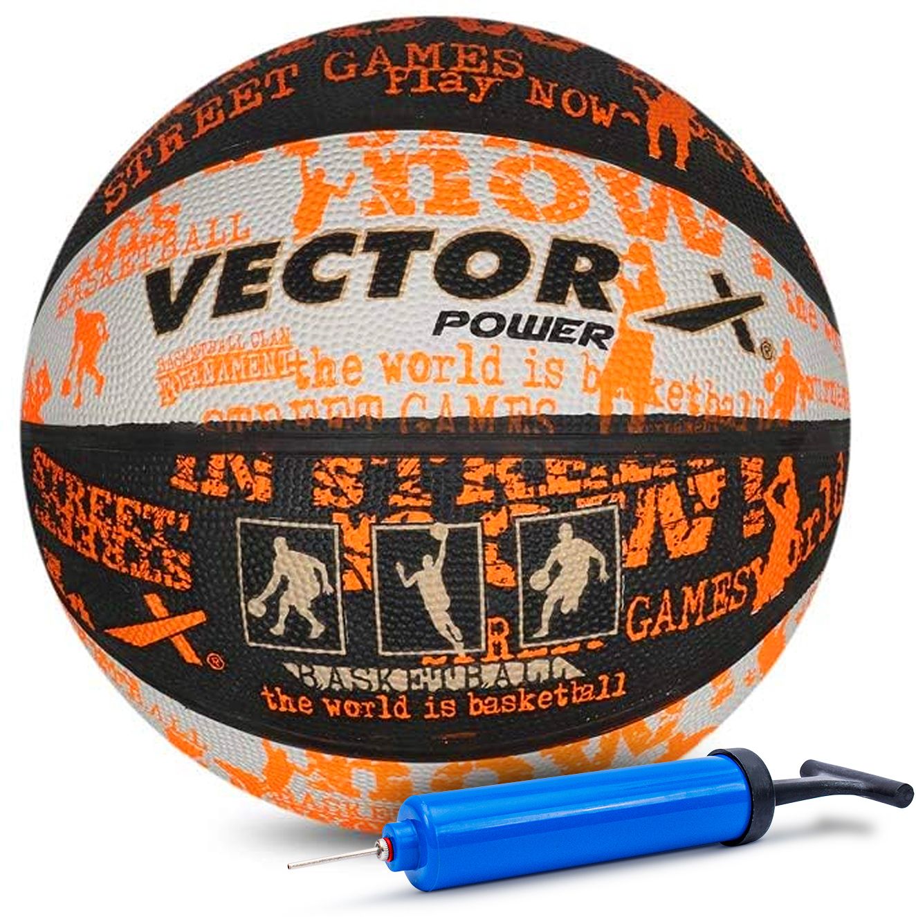 vector x Power Rubber Moulded Indoor/Outdoor ball with Pump Basketball - Size: 7-picture-20