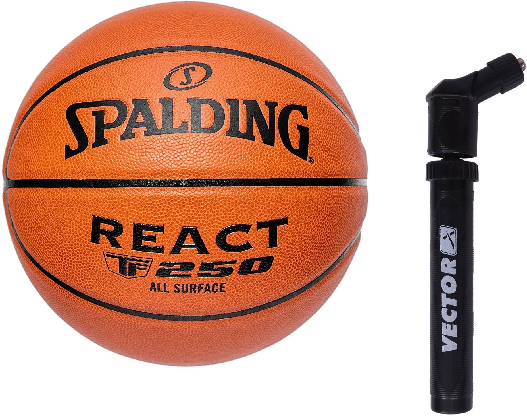 spalding React TF 250 Basketball with Pump Rubber Basketball Basketball - Size: 7-picture-11