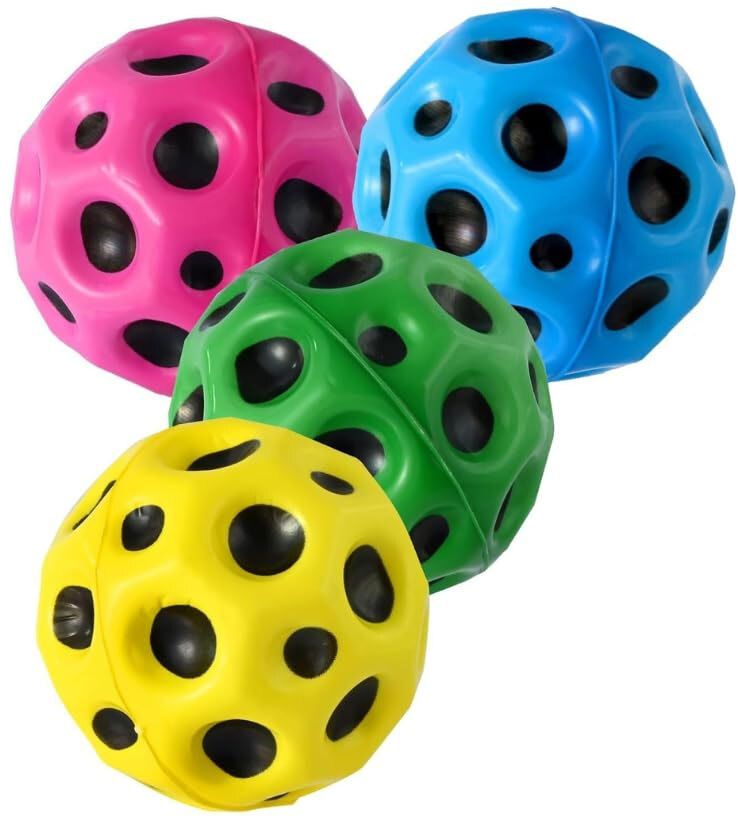 Pack Of 4 Soft Moon Balls for Kids Sensory, Stress Relief Rubber Play Balls Squash Ball-image-10