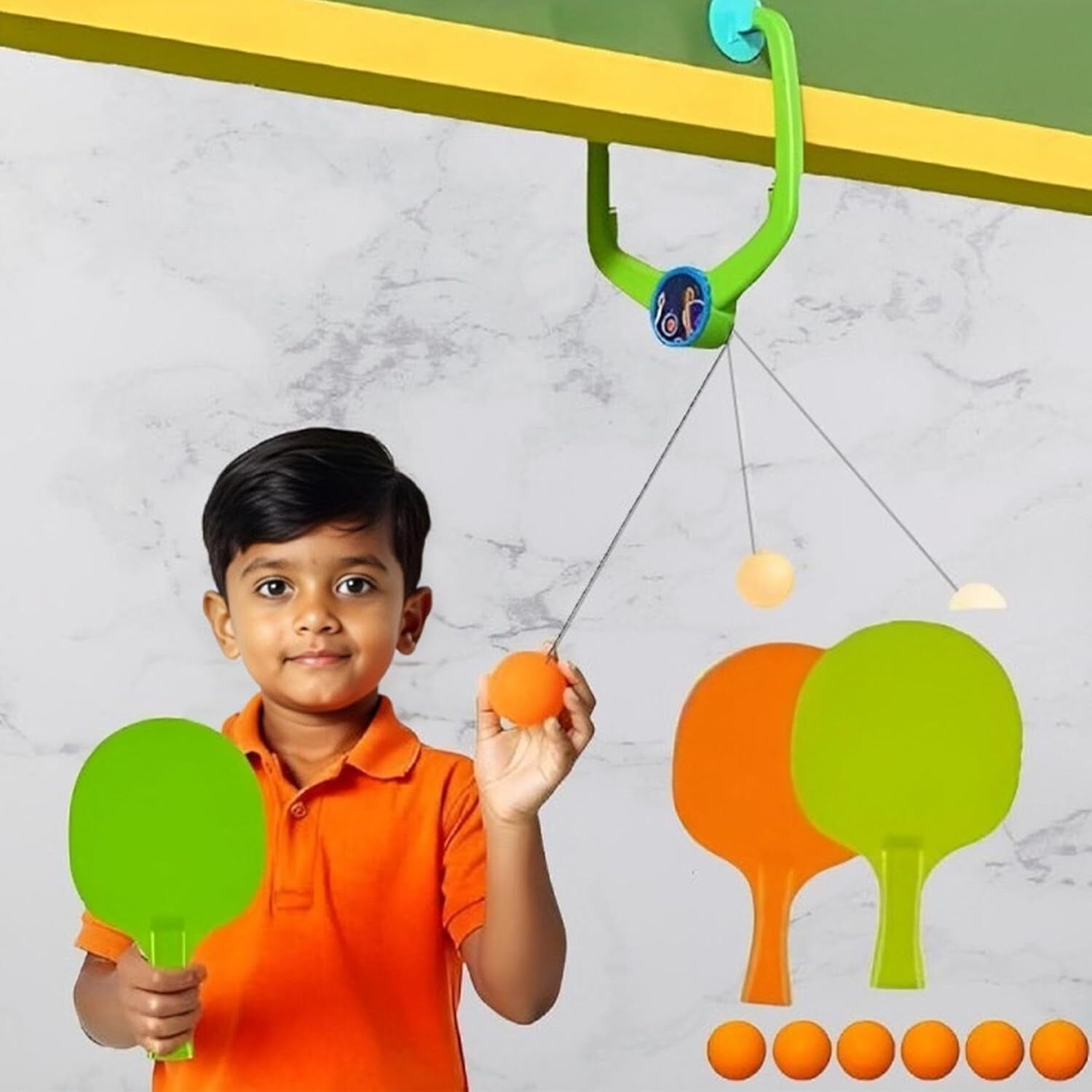 Door Hanging Table Tennis Indoor Ping Pong Game Set with 2 Rackets and 3 Balls Rollaway Indoor Table Tennis Table-image-28