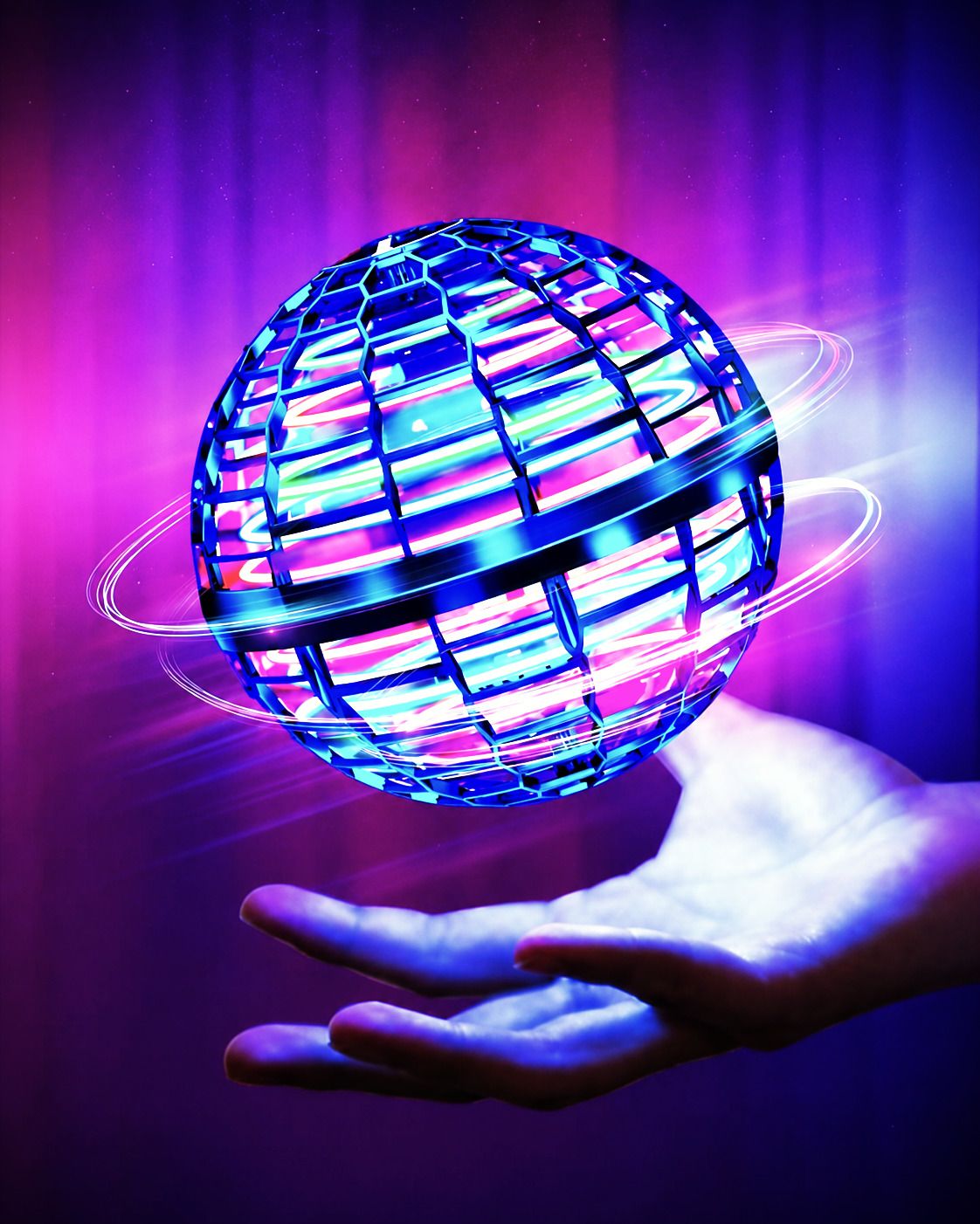 Rechargeable Flying Spinner Ball Toy with RGB LED Lights Throw Ball - Size: 1-image-45