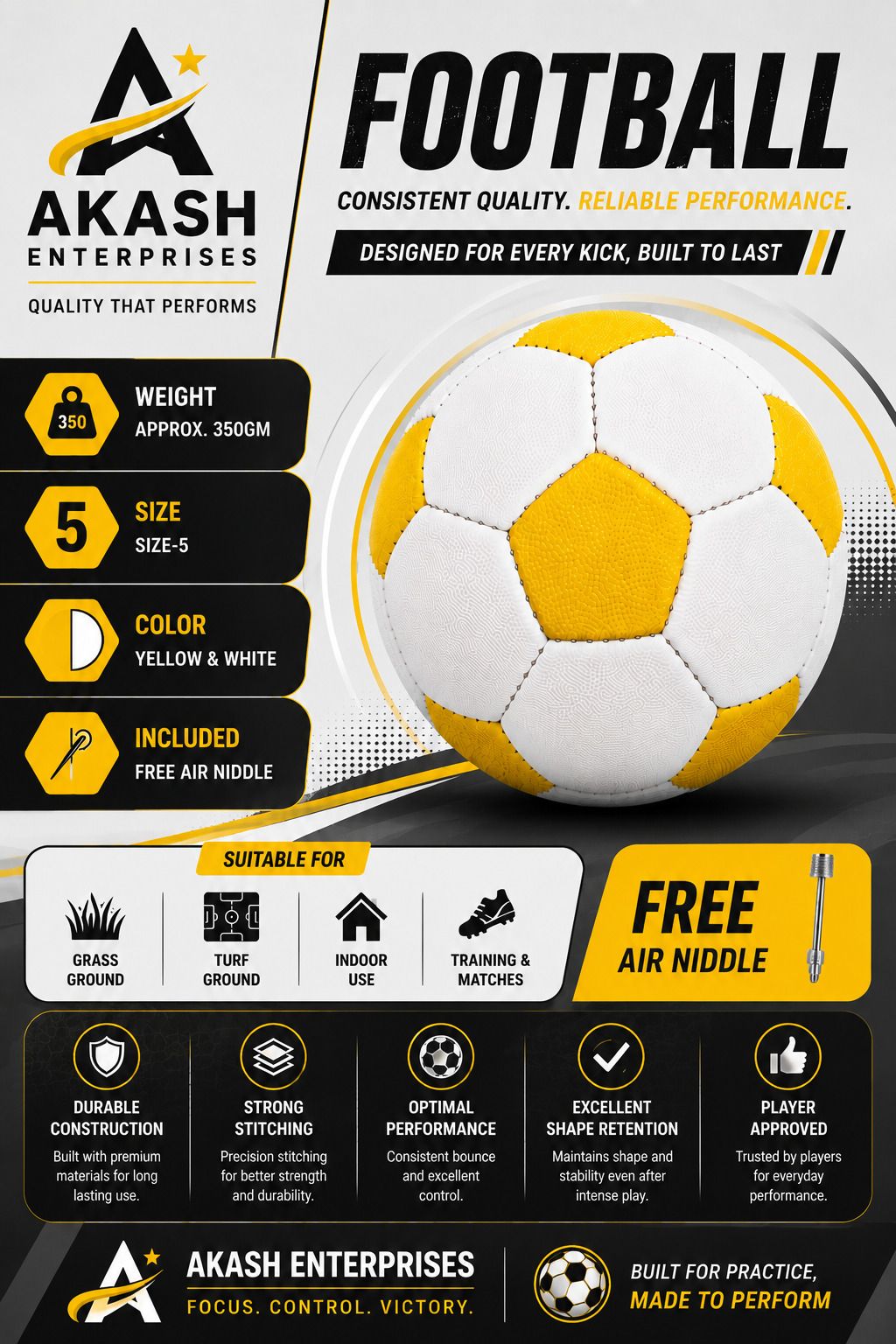 5_YELLOW_&_WHITE_23 Football - Size: 5-image-14