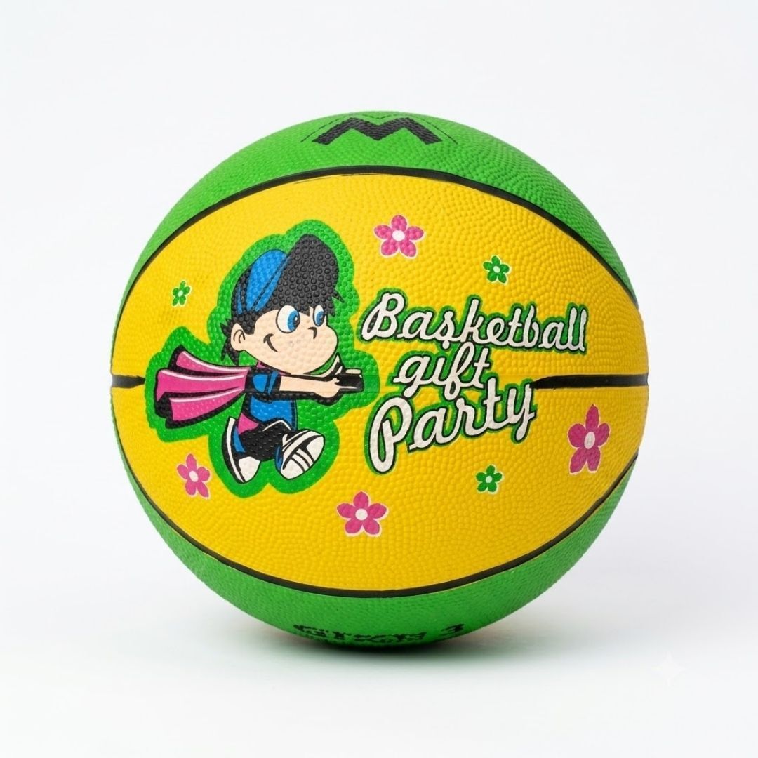 Kids Size 3 Cartoon Printed Rubber Basketball (Yellow/Green) Basketball - Size: 4-image-29