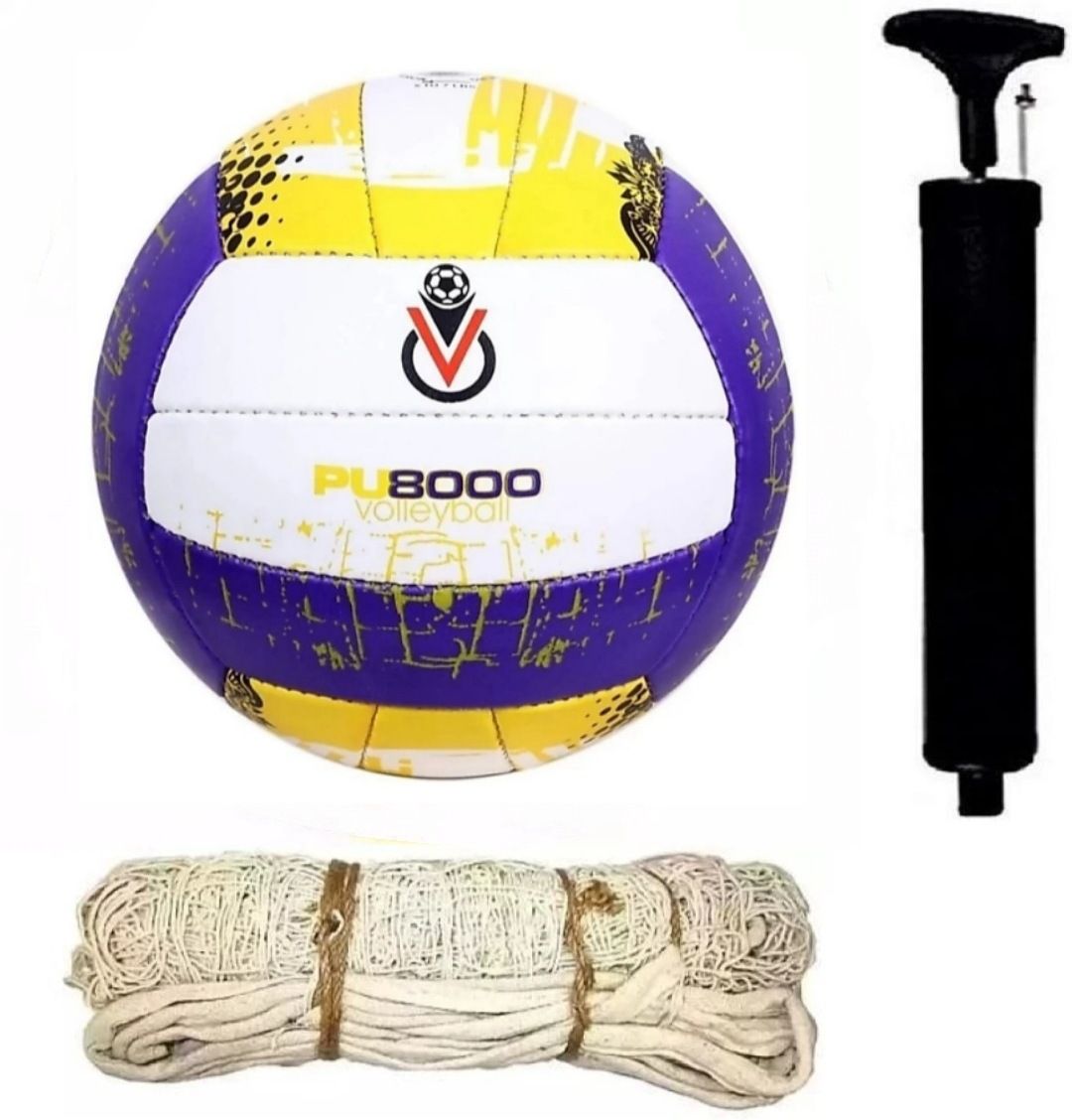 pu yellow 8000 volleyball with cotten net and pump OP5 Volleyball - Size: 4-image-14