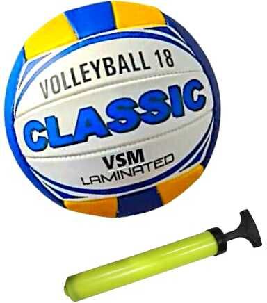 vsm Classic Size-4 Soft Rubber Hand Stiched With 1 Air Pump Volleyball - Size: 4-picture-11