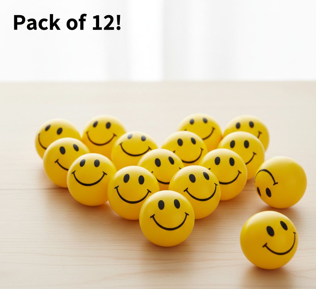 shreeessentials Pack of 12 Smiley Sponge Balls — Soft Stress Relief & Kids Play Balls Foosball-picture-17