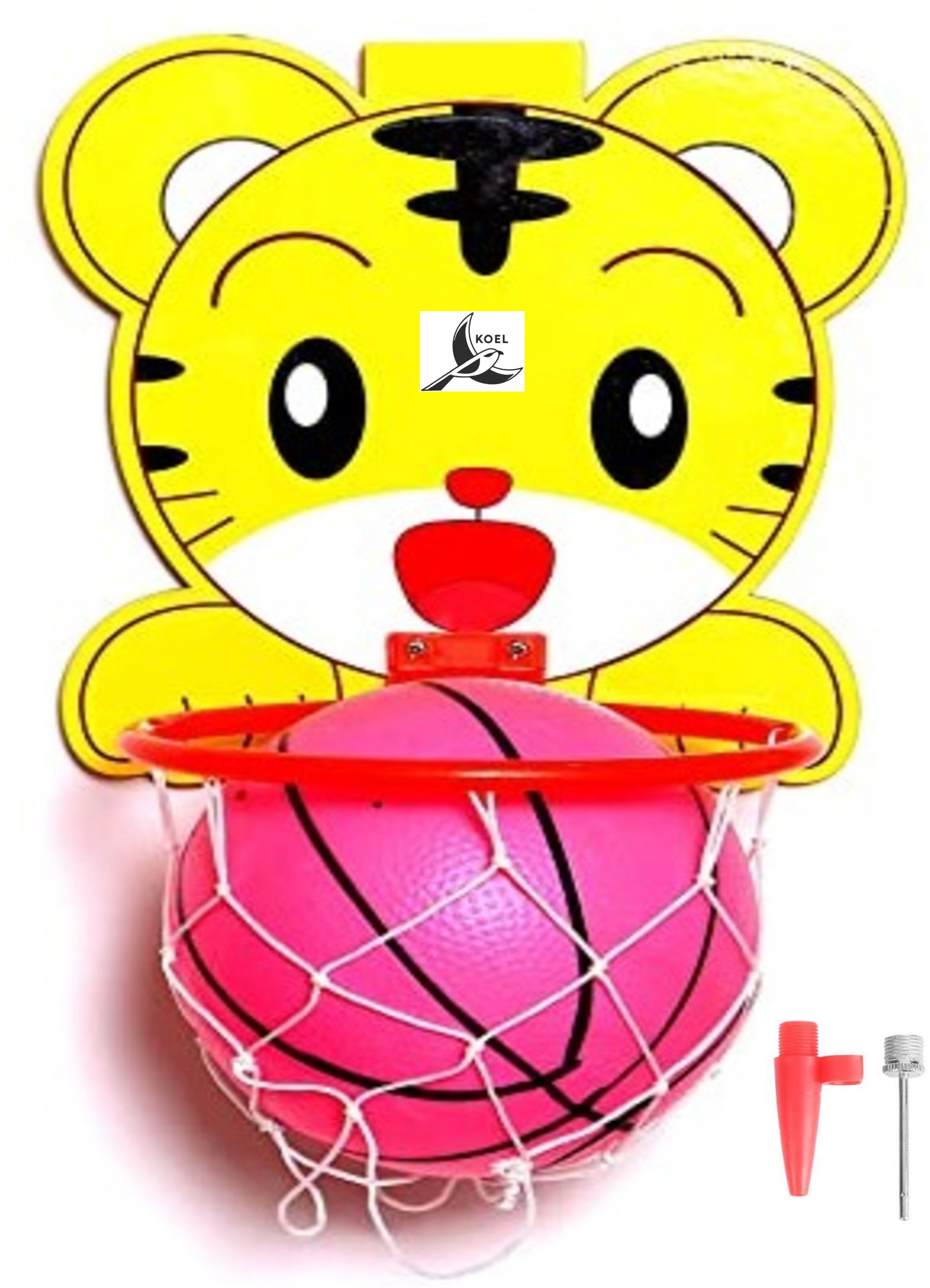 koel Tiger Shaped Kids Hangable Indoor Outdoor Basket Board Kit Basket Ball Set Net Basketball Ring-picture-39