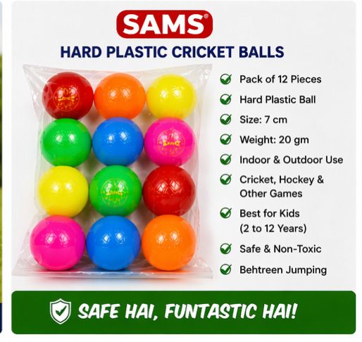 IQRA Kids Cricket Training Ball Pack Of 12 Hard Plastic Practice Cricket Balls Water Polo Ball-image-23