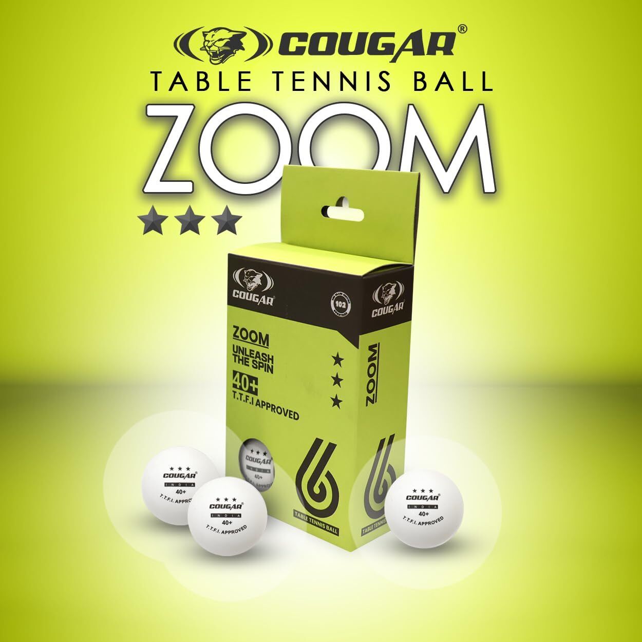 cougar Zoom 3-Star Premium ABS Plastic Table Tennis Ball – Set of 6 Table Tennis Ball-picture-30