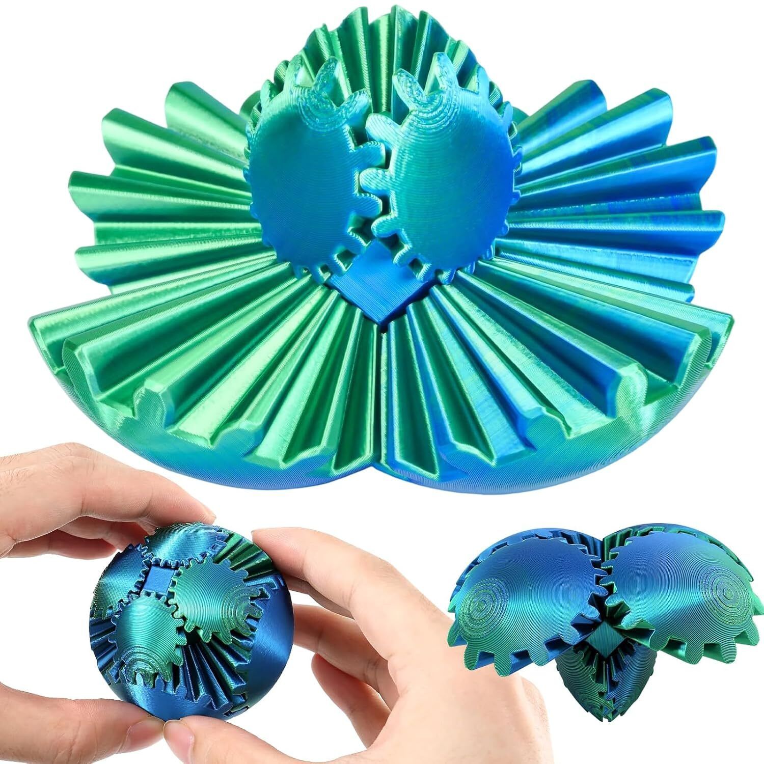 Gear Ball 3D Printed Fidget Toy Spinning Gear Sphere for Stress Relief Handball