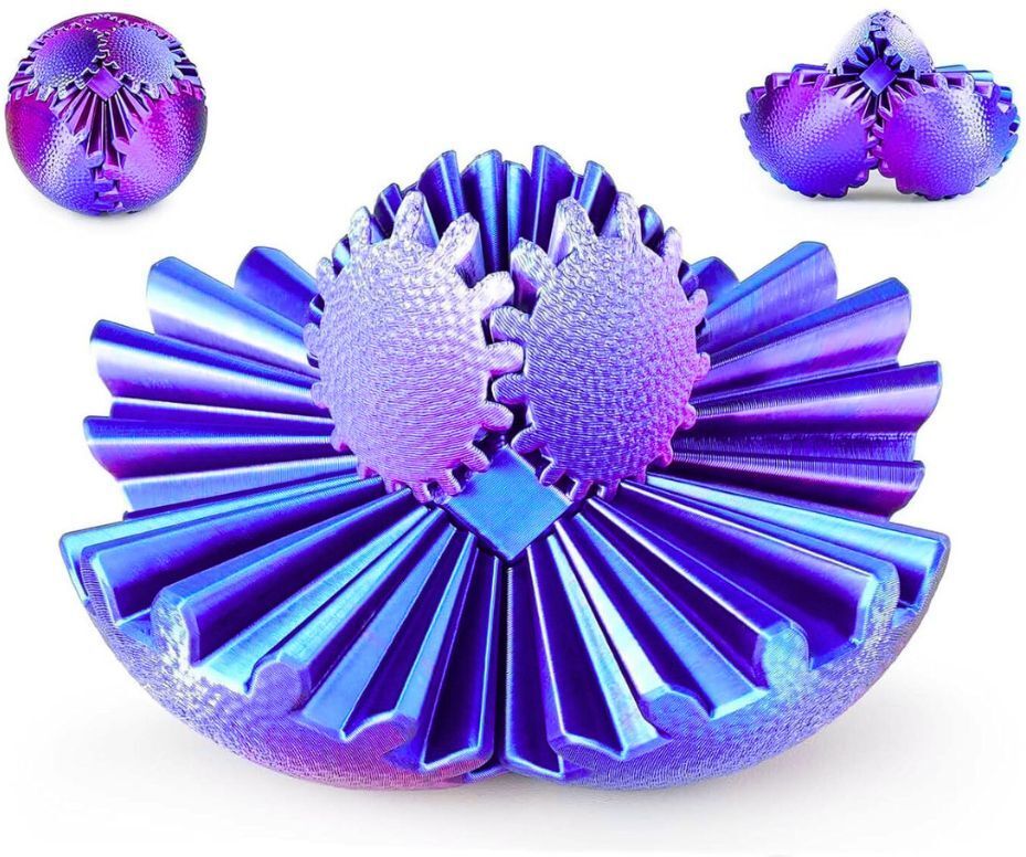 Gear Ball 3D Printed Fidget Toy Spinning Gear Sphere for Stress Relief Handball