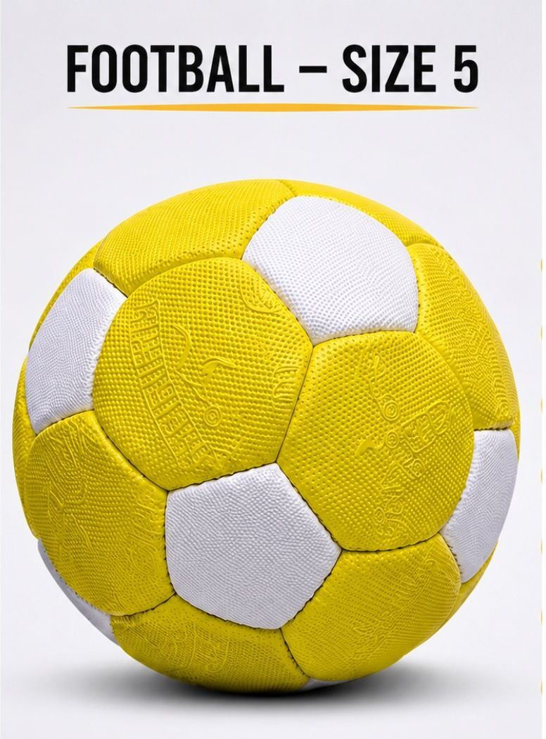 Size 5 Football for Kids & Adults Soft Grip Training Practice Ball Yellow Football - Size: 5-image-27