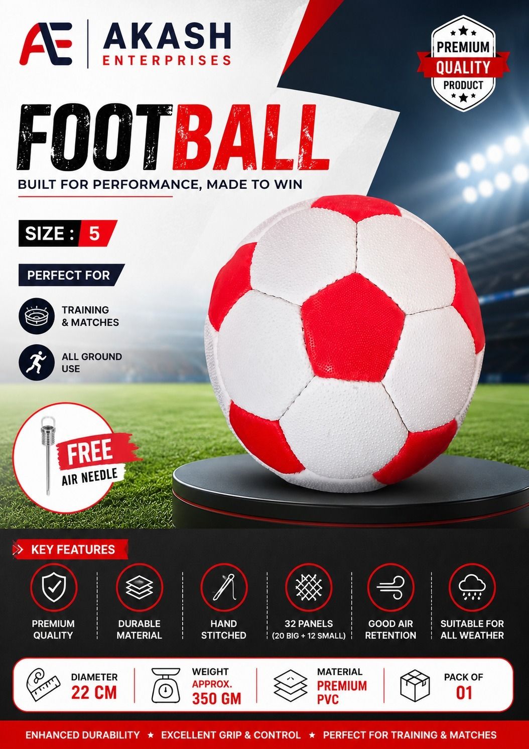 RED AND WHITE 0001 Football - Size: 5-image-46