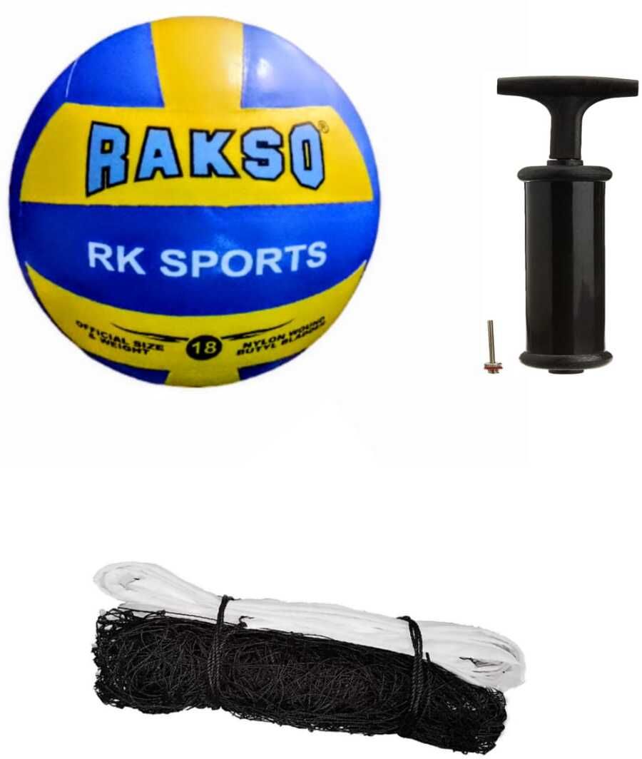 rakso VOLLEY BALL + NYLON NET + AIR PUMP Volleyball Kit Volleyball - Size: 4-picture-25