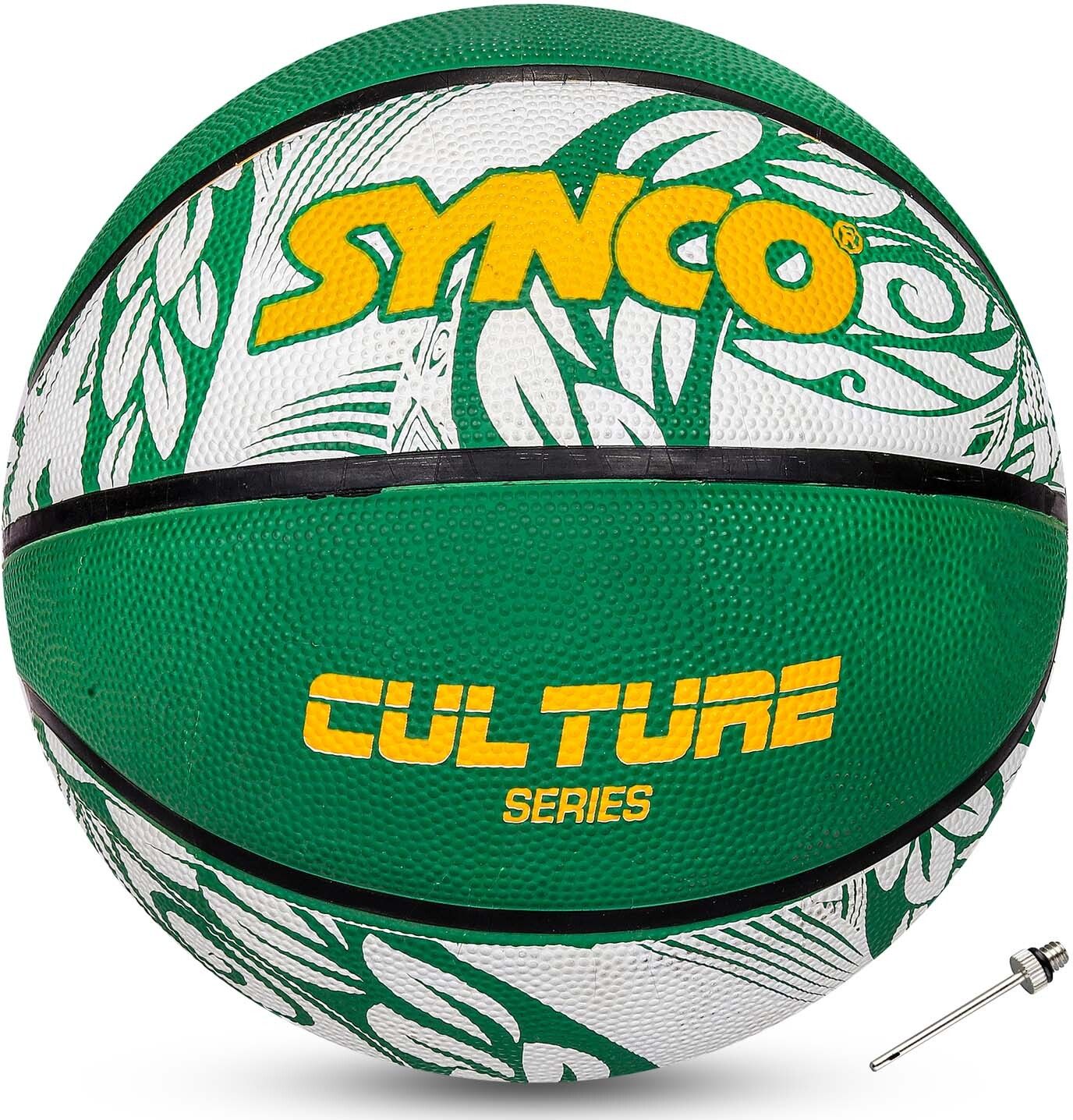 synco Culture series | Junior Basketball | Moulded | 8 Panel | White Green Basketball - Size: 5-picture-22