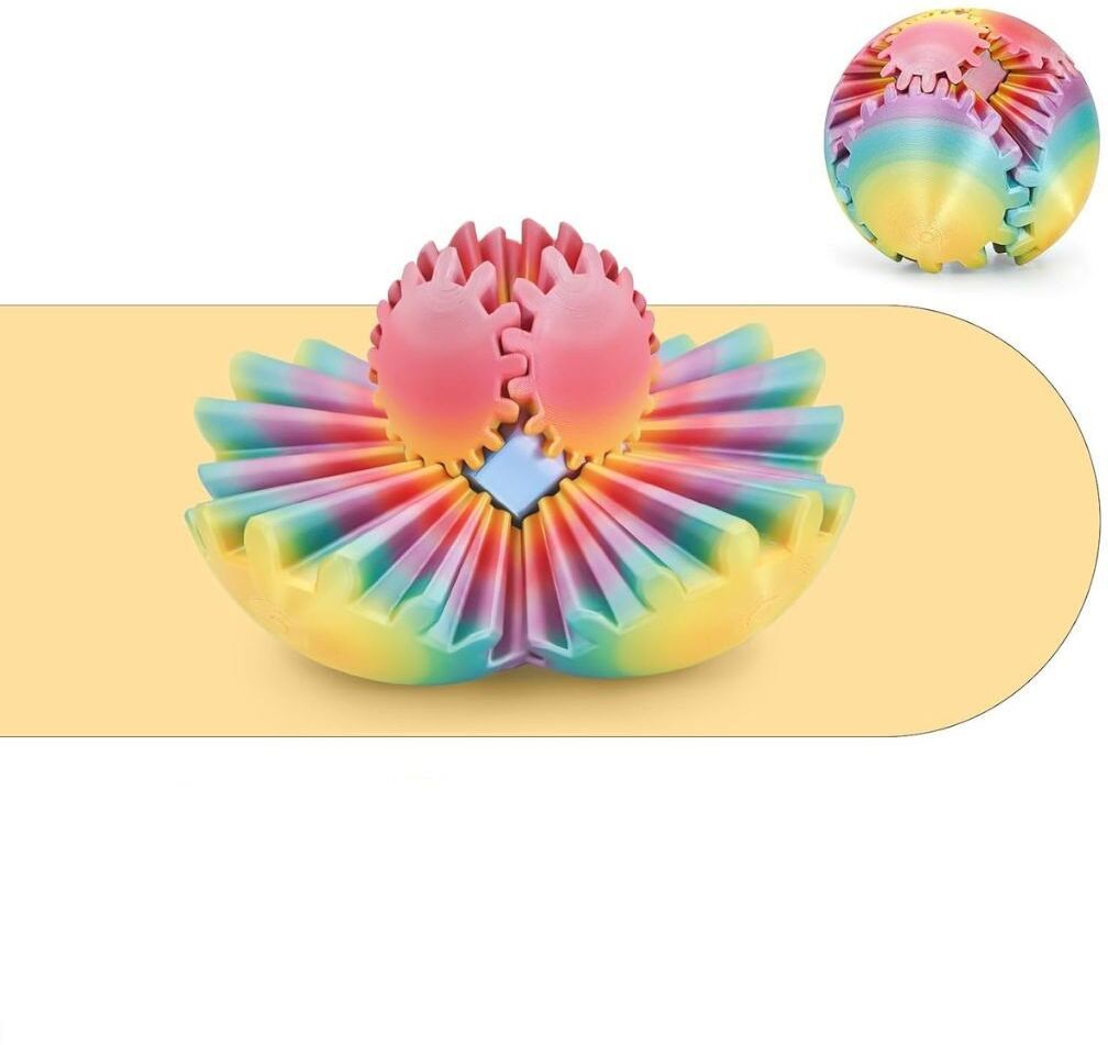 Gear Ball 3D Printed Fidget Toy Spinning Gear Sphere for Stress Relief Handball