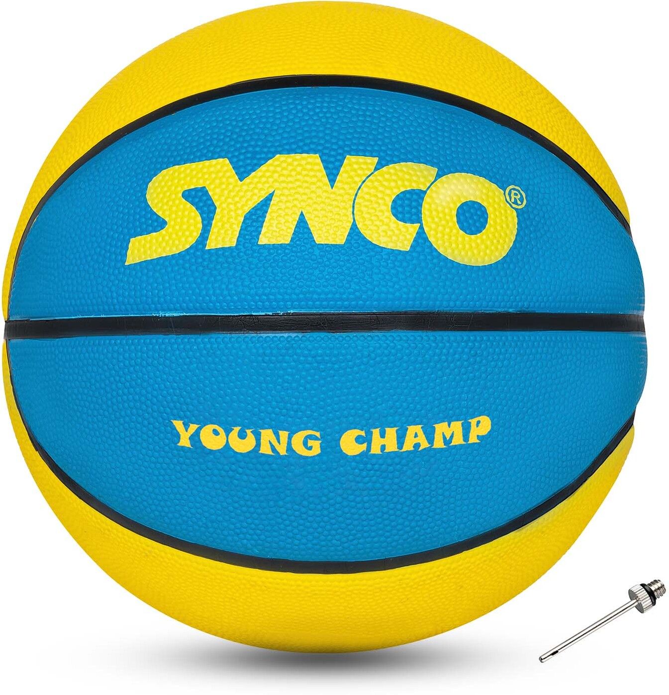 synco Young Champ Series | for Kids age 4-8 years | Soft Rubberised | Blue Yellow Basketball - Size: 3-picture-38