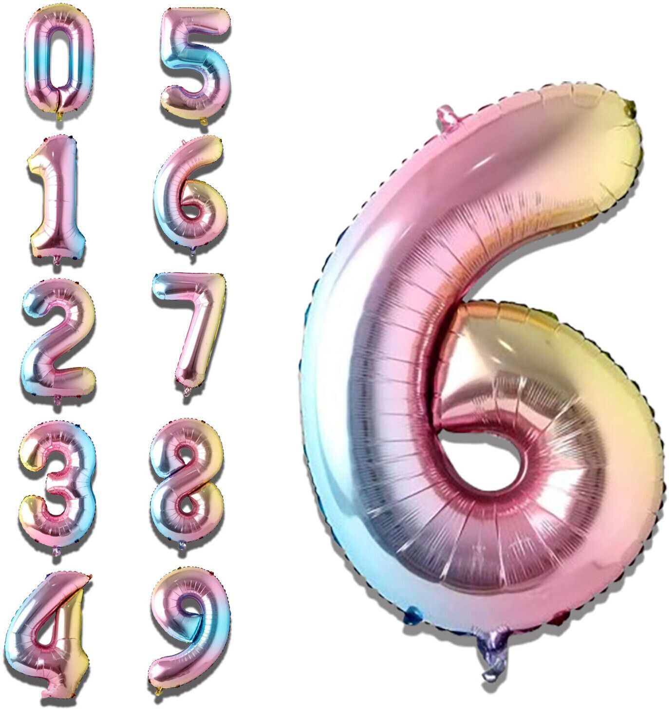Solid Plain 6 Number Foil Balloons 32" for Birthday Party Decoration Helium Supported Letter Balloon-image-37