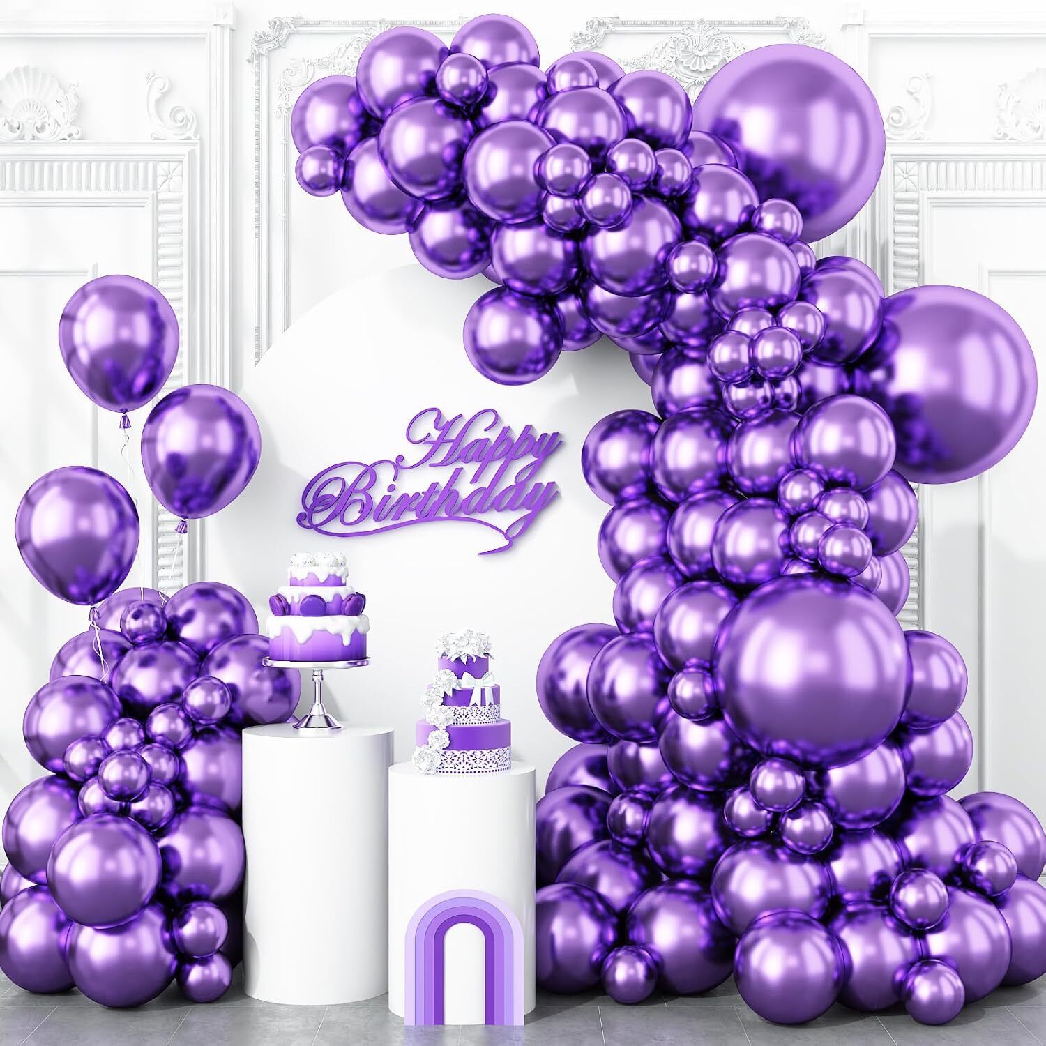 Solid Purple Chrome Balloon For Birthday Decoration. Balloon