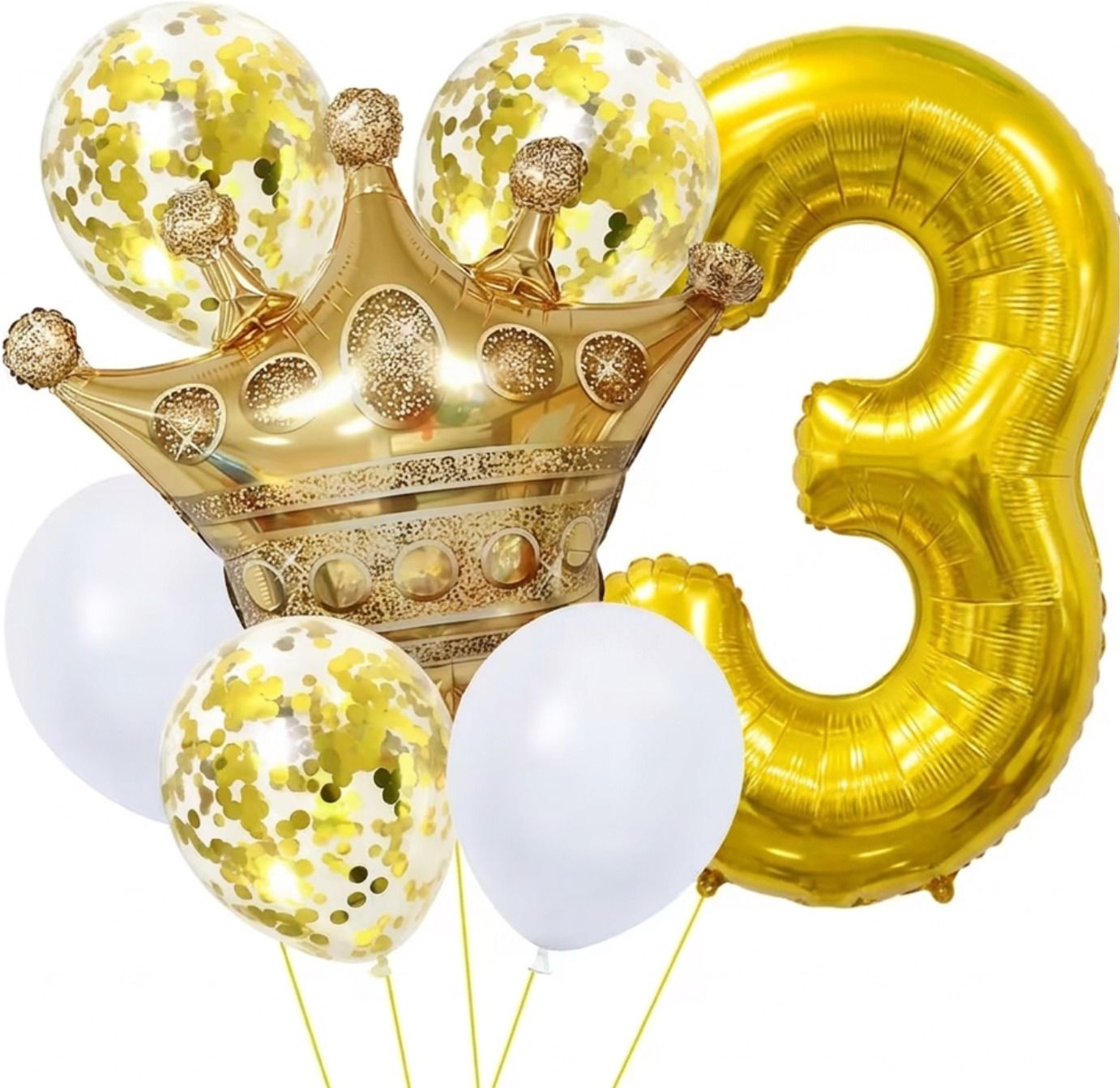 Printed 3rd Birthday Decoration Boys Or Girls 7 Pcs Gold Crown & Confetti Balloon Balloon-image-45